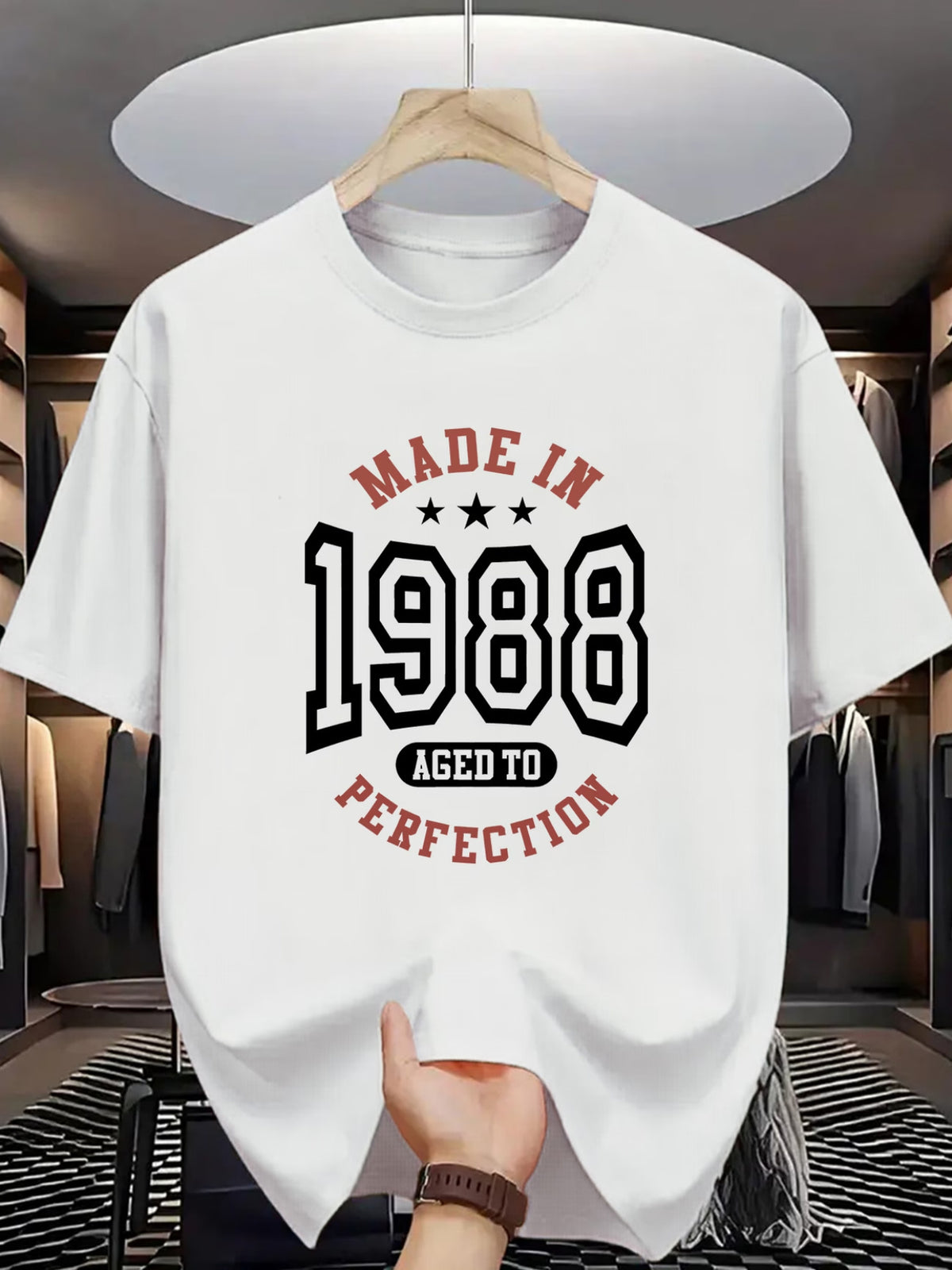 Men'S Vintage 1988 Pattern Print T-Shirt - Retro \