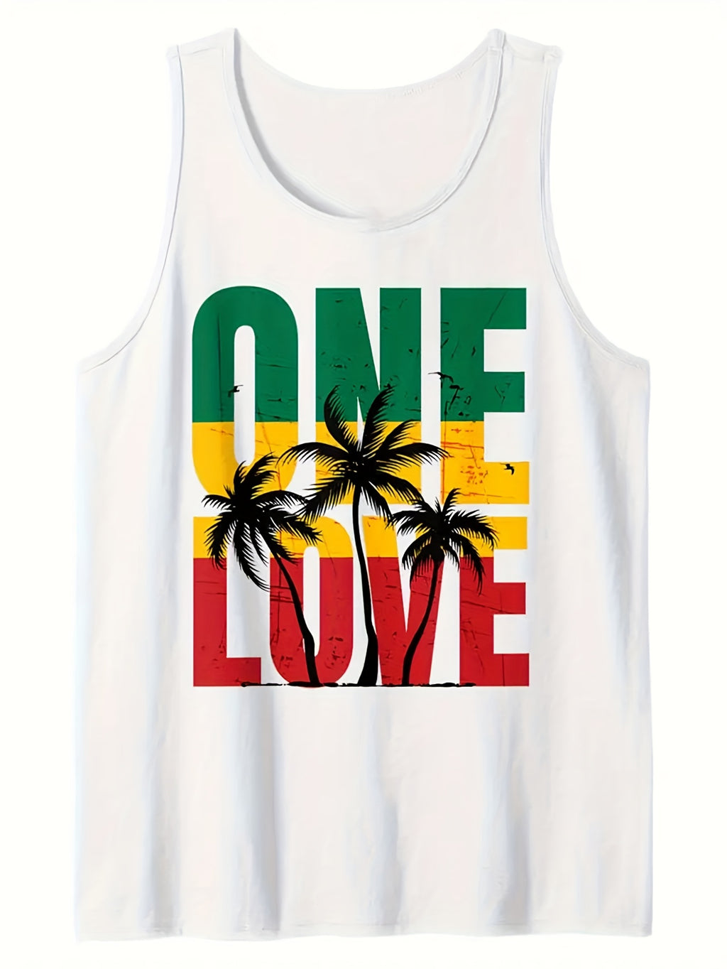 A Men'S Sleeveless Beach Print Round Neck Top, Suitable for Casual Vacations And Sports Workouts, Machine Washable