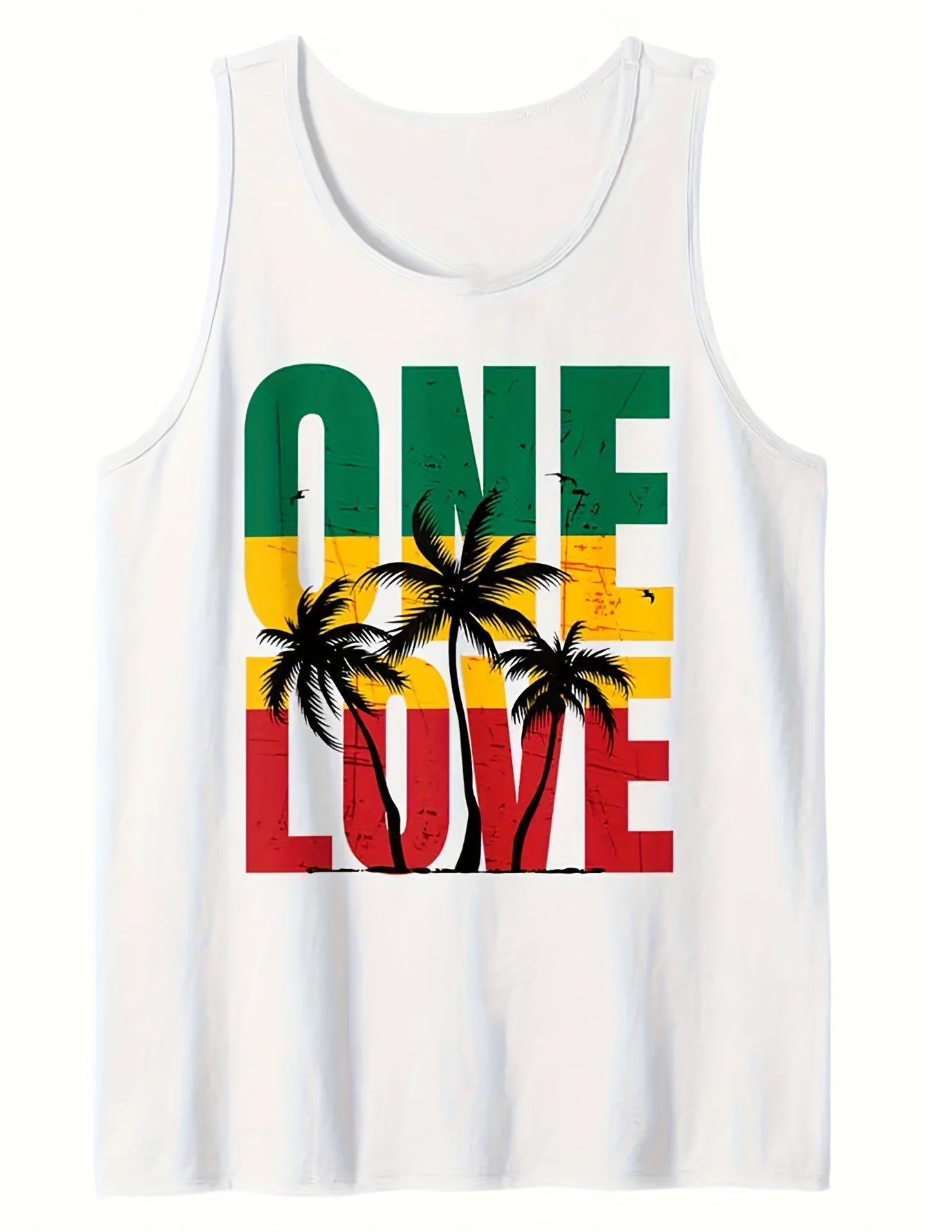 A Men'S Sleeveless Beach Print Round Neck Top, Suitable for Casual Vacations And Sports Workouts, Machine Washable