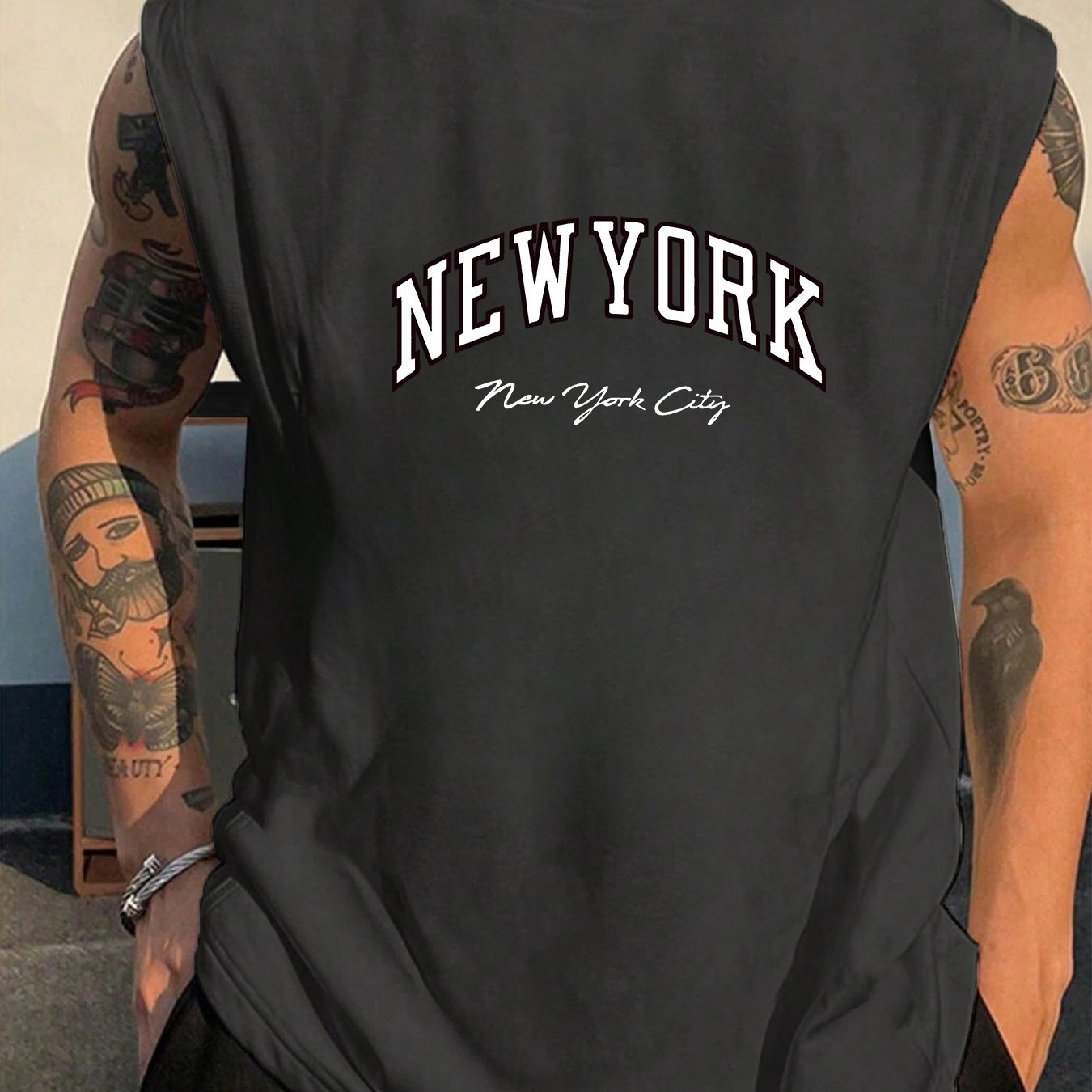 Printed Design - Not Textured Men's Fashion Loose-Fit Tank Top with \