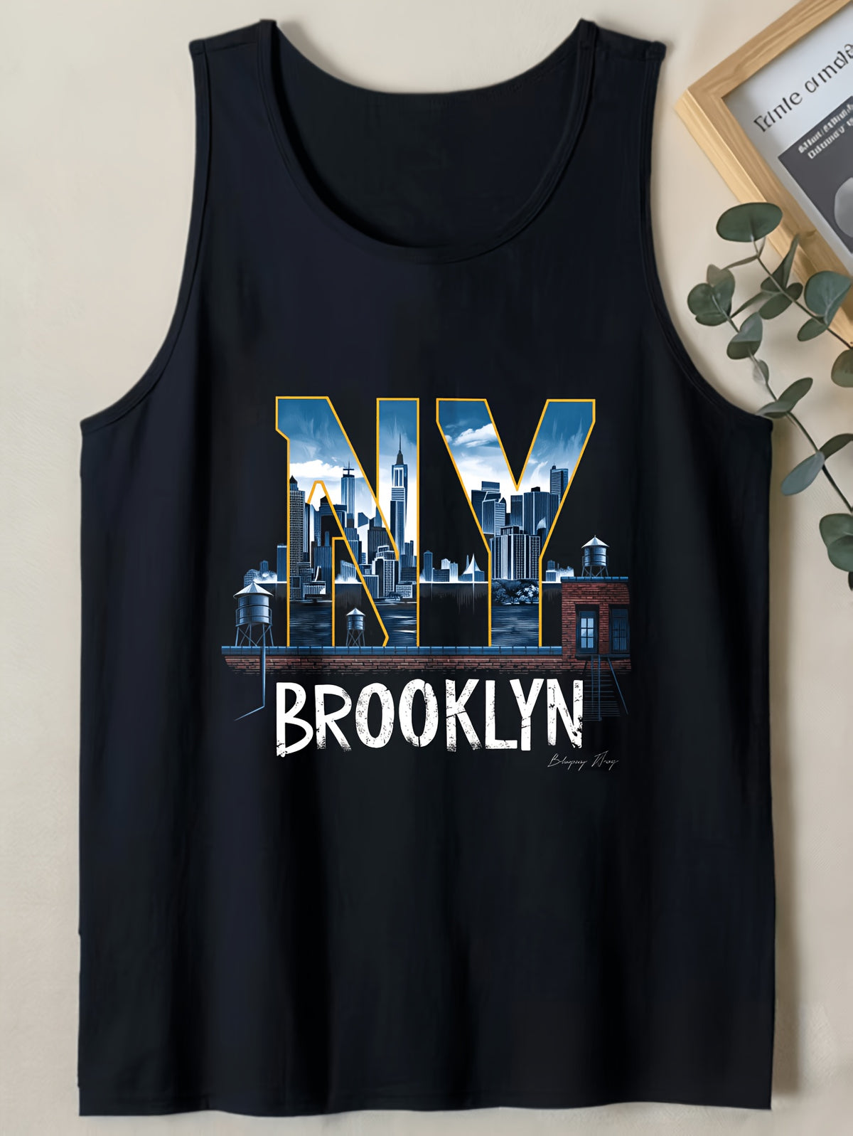 Men'S And Women'S New York Brooklyn Print Crew Neck Tank Top - Loose Fit Unisex Shirt Suitable for Casual Wear, Gym, Everyday Outfits, Machine Washable Brooklyn-Themed Gift for Year-Round Wear (No2026 Summer Unisex Vest\u002FFitness Casual Printed T-Shir