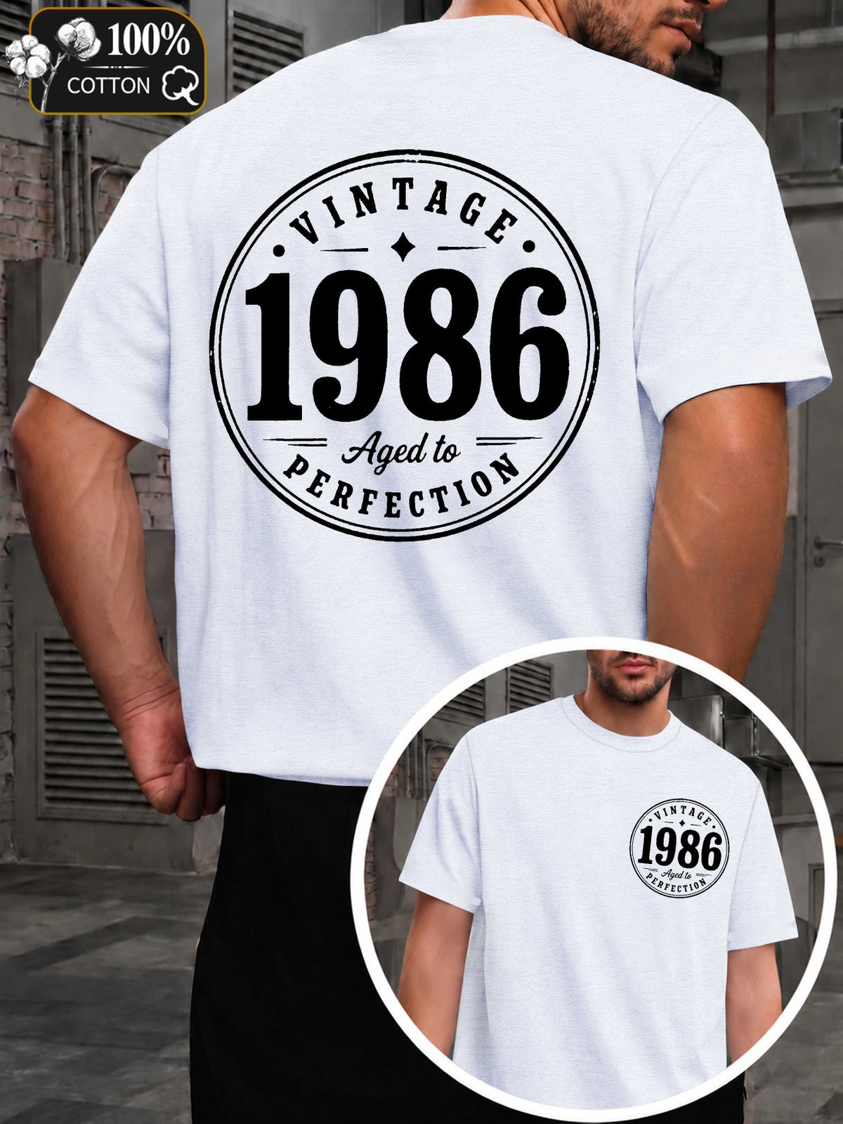 Aged to Perfection 1986 Men'S T-Shirts with Markings