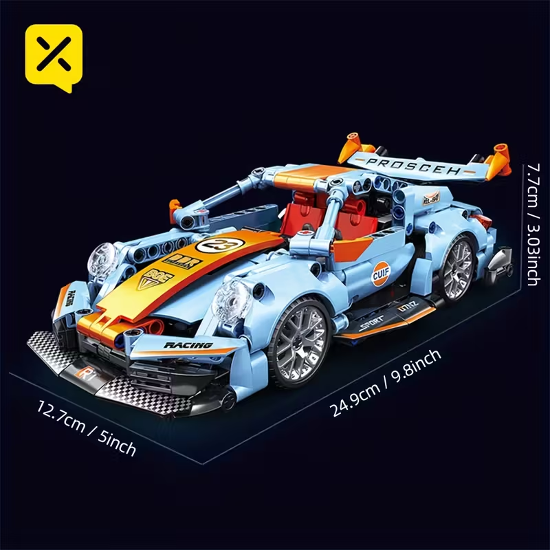 523pcs 1:18 Building Block Car, 3D Building Block Assembly Sports Car Model ABS Material Building Block Model