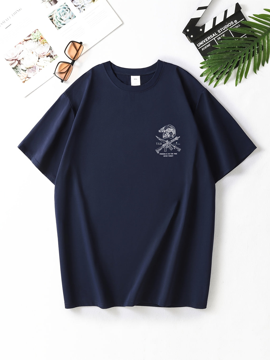 Tactical Skull Gun Print T-Shirt