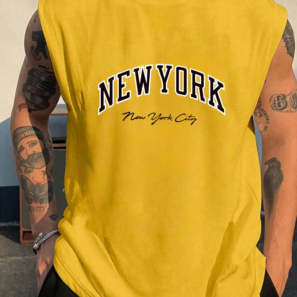 Printed Design - Not Textured Men's Fashion Loose-Fit Tank Top with \