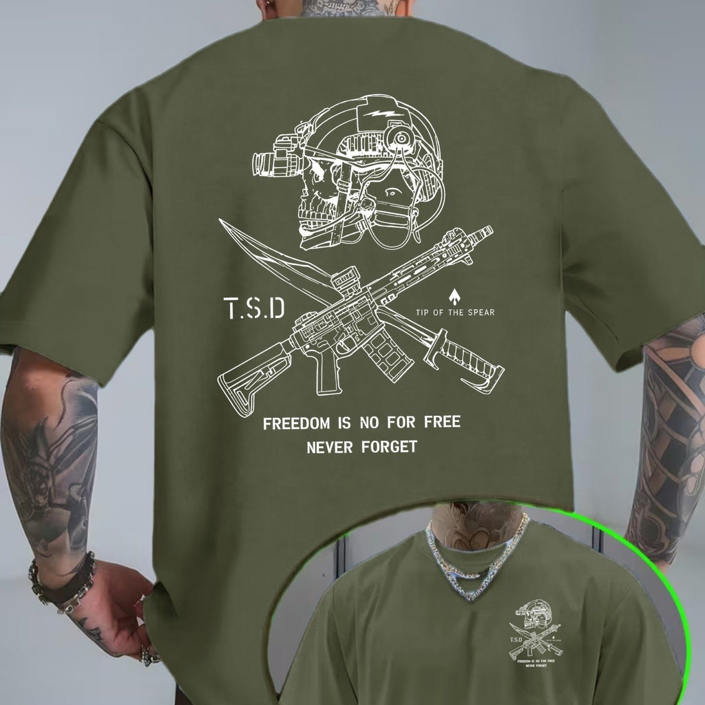 Tactical Skull Gun Print T-Shirt