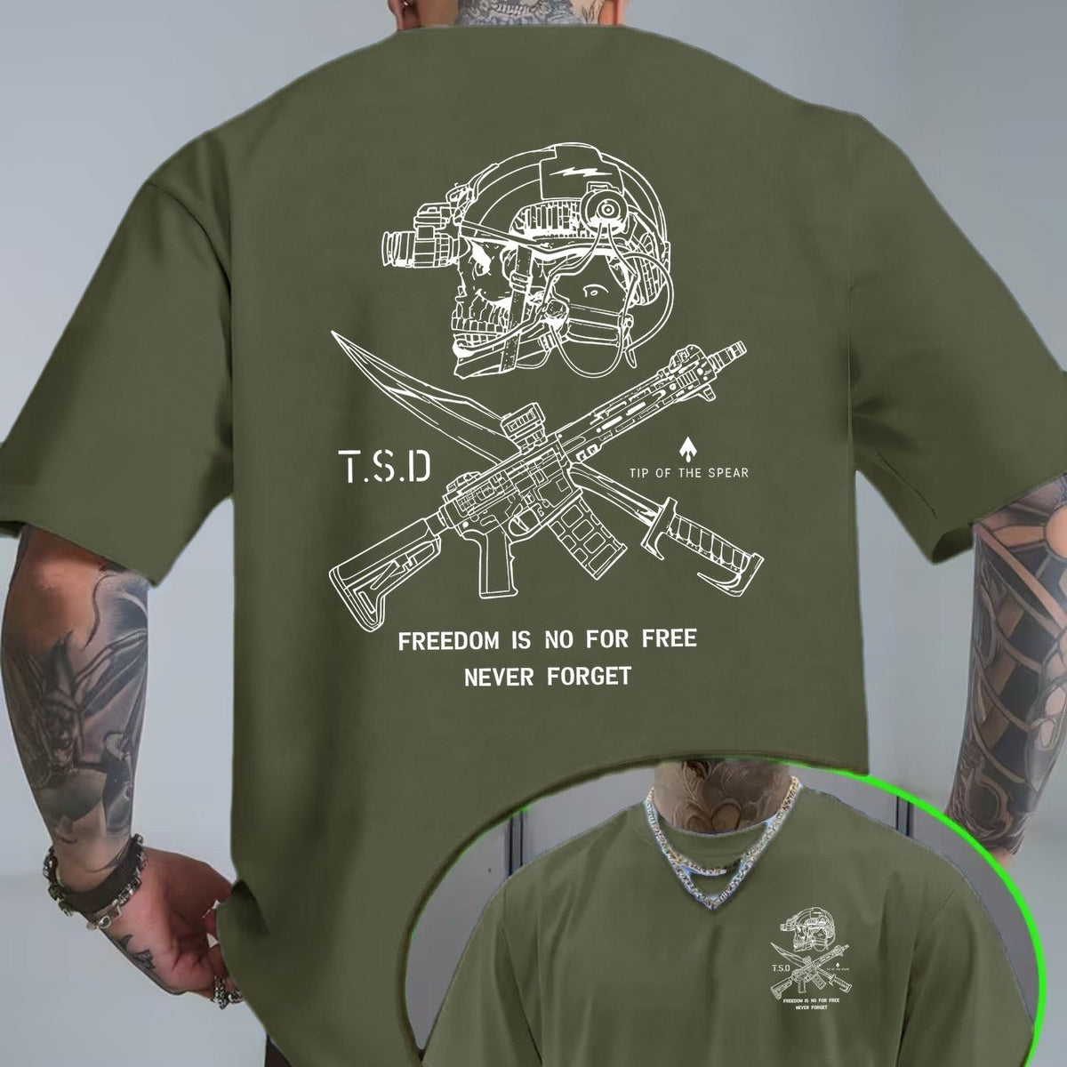 Tactical Skull Gun Print T-Shirt