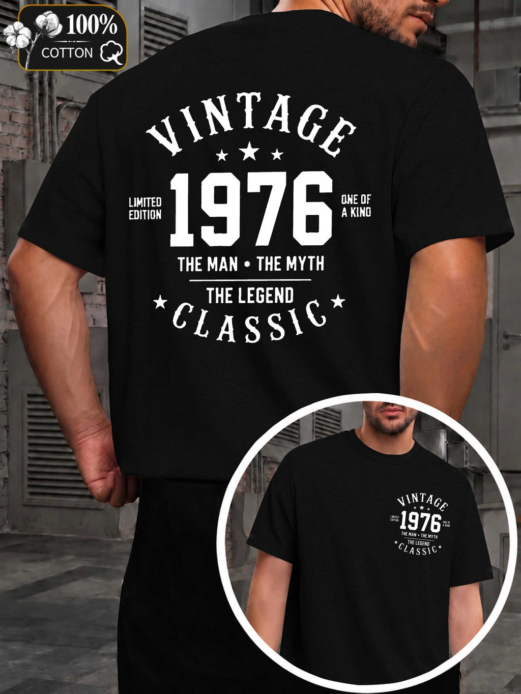 Vintage 1976 Classic Men'S T-Shirts with Markings