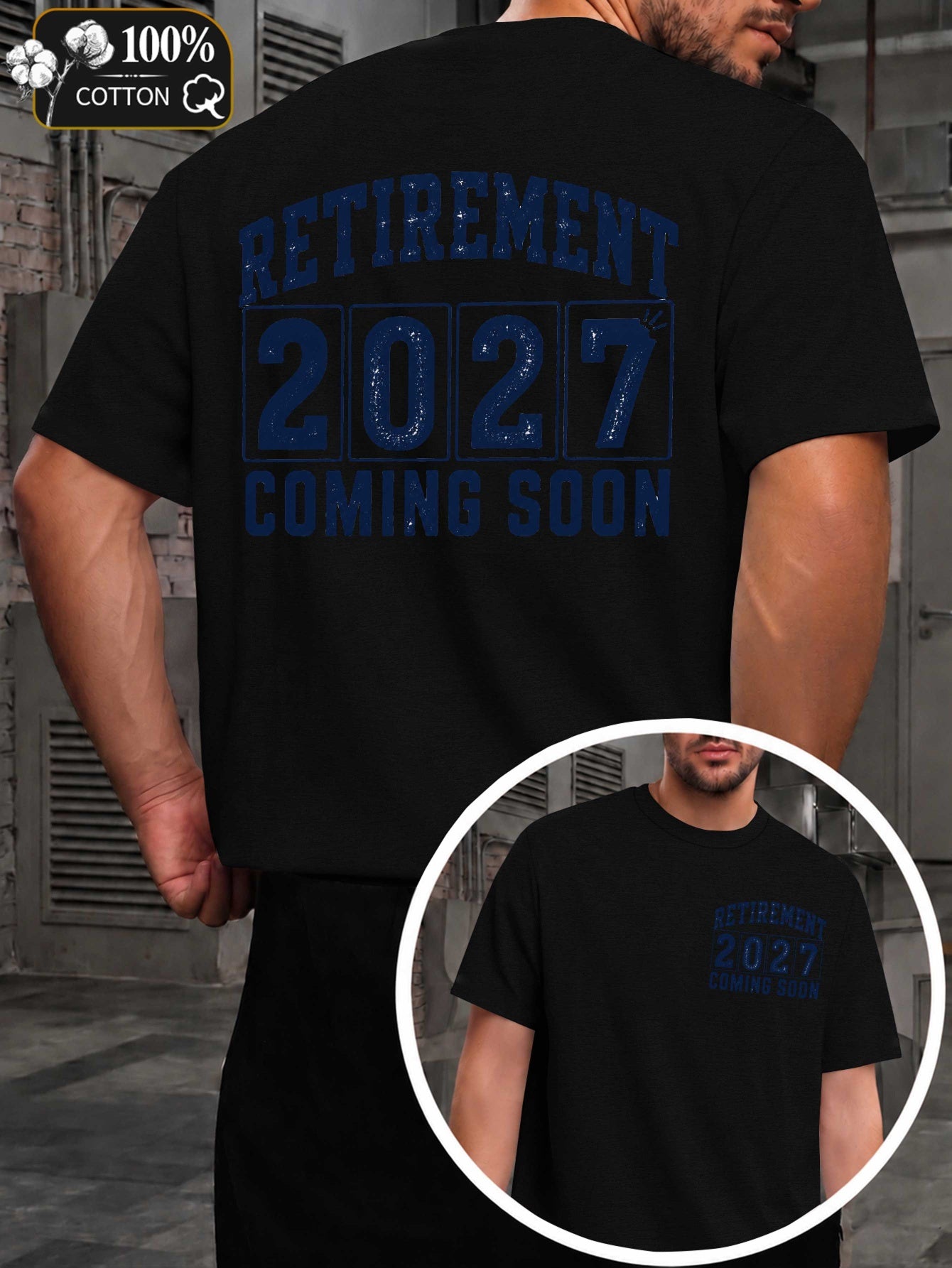 Men's Retirement Countdown T-Shirt - Retirement Age with Countdown Markings, Round Neck Casual Fit Suitable for Year-Round Wear, Machine Washable Gift for Retirees & Retirement Parties