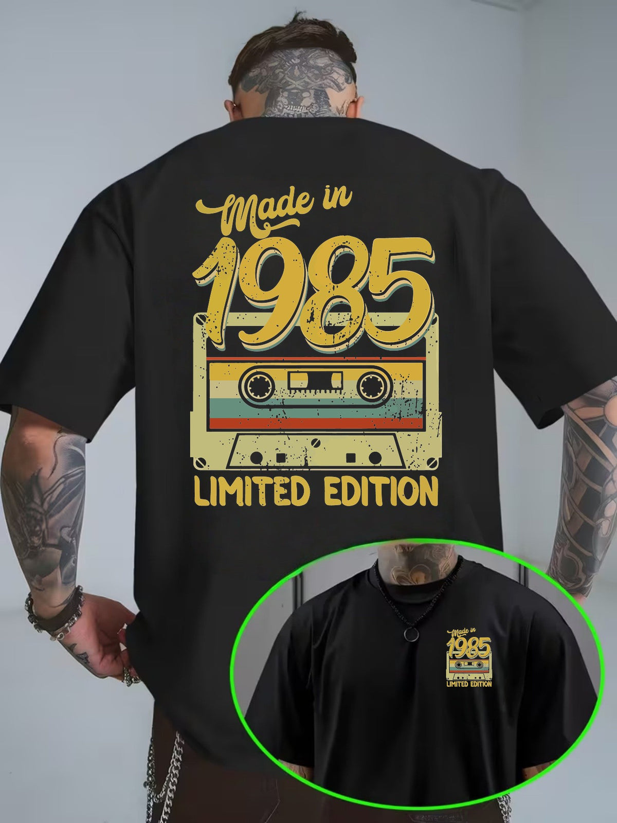 1985 Born Limited Edition Vintage Cassette Print T-Shirt