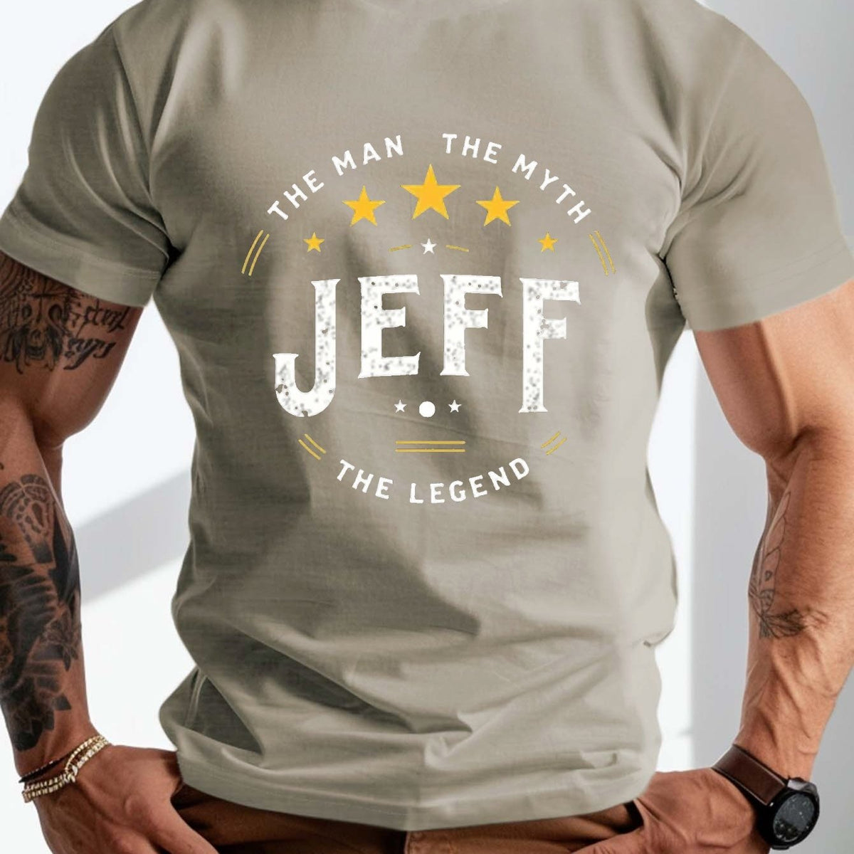 JEFF the legend design Crinkle Plus Size Men's T-Shirt, PLUS SIZE