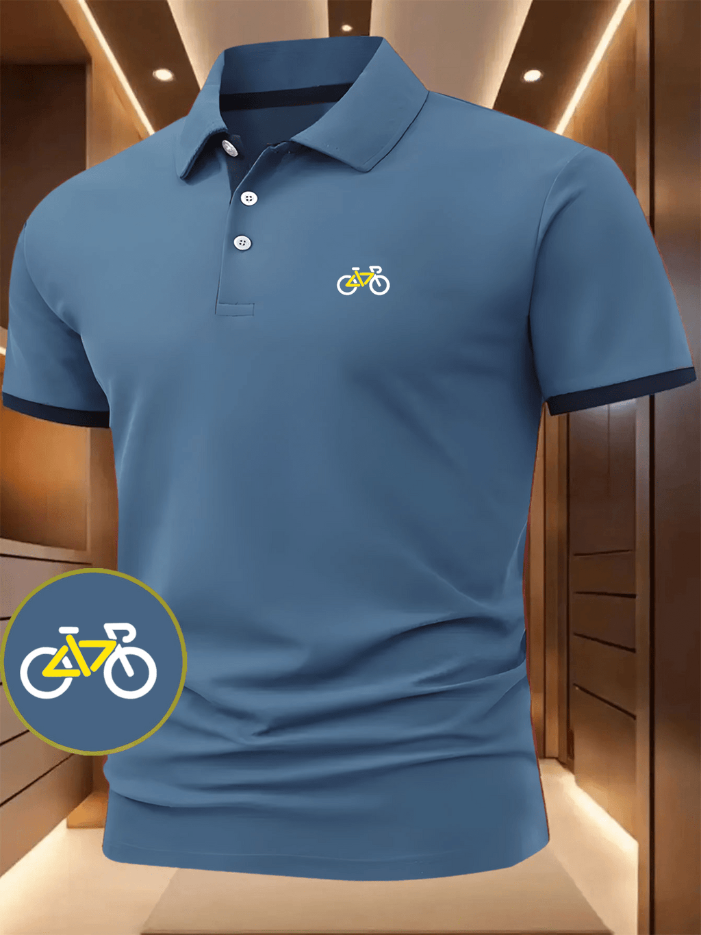 High-Quality Men'S Short Sleeve Polo Shirt, Bicycle Line Print Pattern Versatile Dress Shirt, Suitable for Multi-Scene Basic Men'S Top, Holiday Gift, Multi-Color Optional