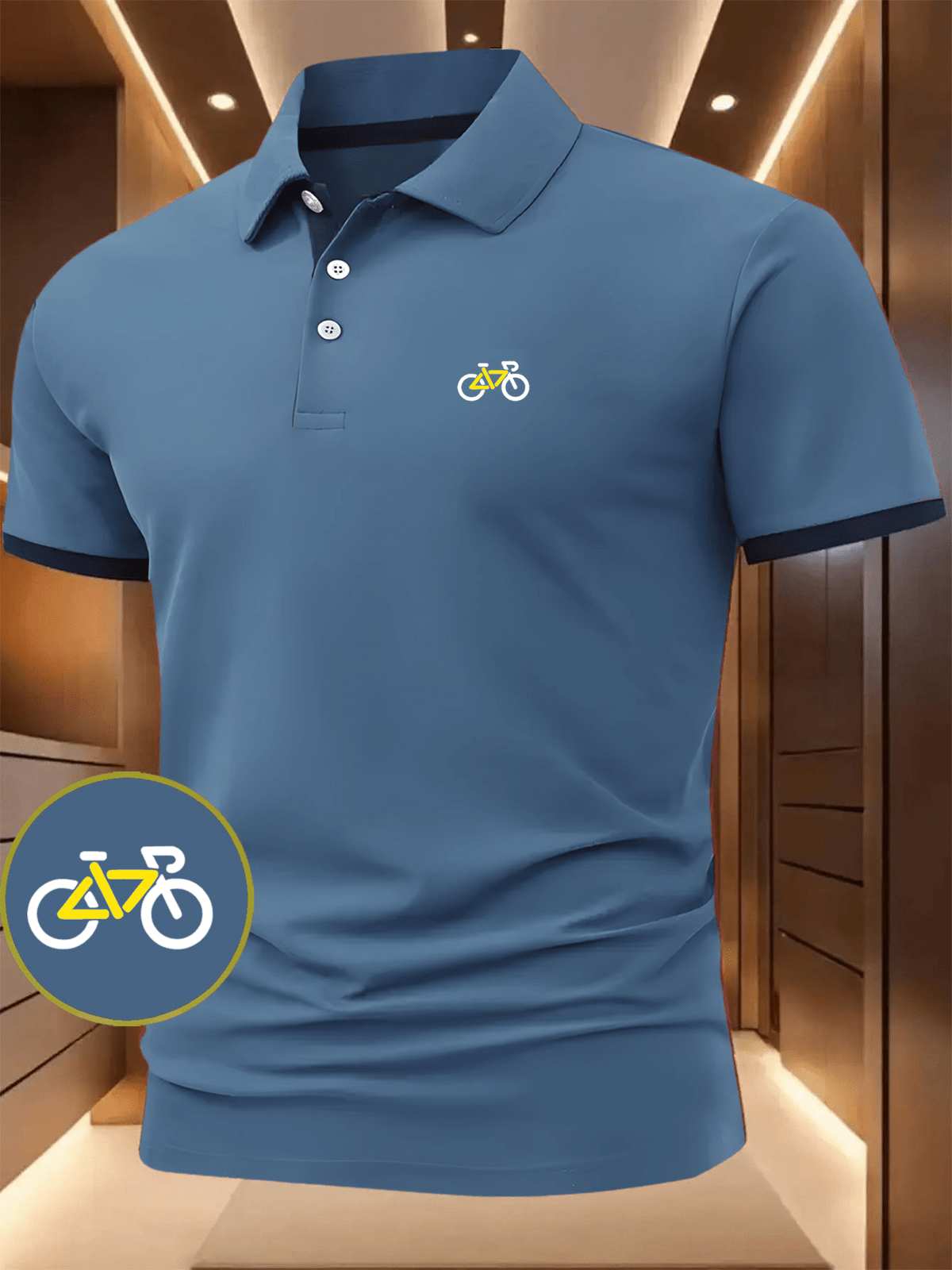 High-Quality Men'S Short Sleeve Polo Shirt, Bicycle Line Print Pattern Versatile Dress Shirt, Suitable for Multi-Scene Basic Men'S Top, Holiday Gift, Multi-Color Optional