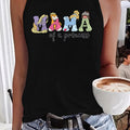 Mama Princess Women's Fashion Tank Top - Casual Sleeveless Crew Neck with Applique Detail, Breathable Polyester, Machine Washable - Perfect for Summer