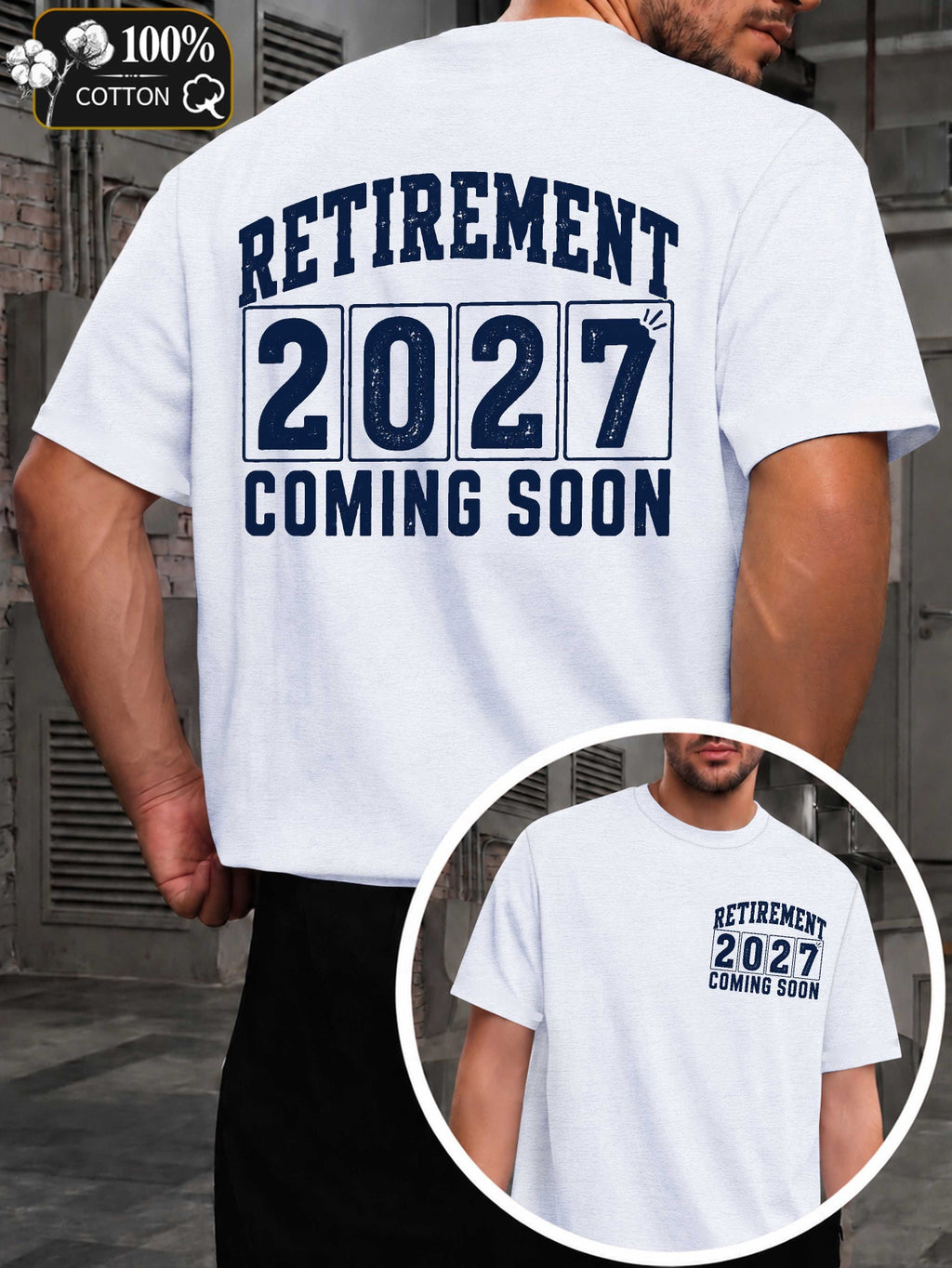 Men's Retirement Countdown T-Shirt - Retirement Age with Countdown Markings, Round Neck Casual Fit Suitable for Year-Round Wear, Machine Washable Gift for Retirees & Retirement Parties