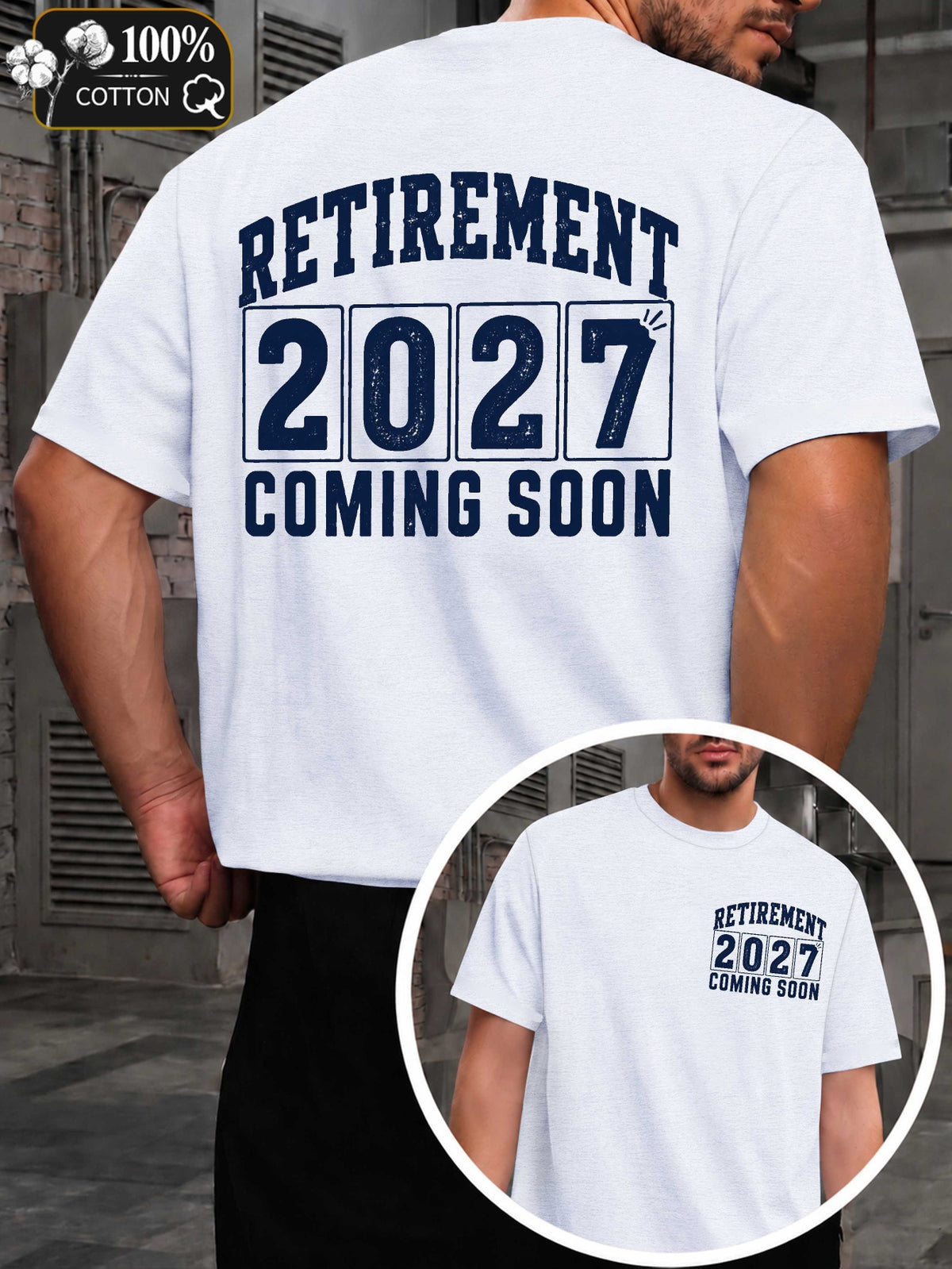 Men's Retirement Countdown T-Shirt - Retirement Age with Countdown Markings, Round Neck Casual Fit Suitable for Year-Round Wear, Machine Washable Gift for Retirees & Retirement Parties