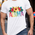 Plus Size Men's Tropical Floral Print T-Shirt - Casual Crew Neck, Short Sleeve, Breathable Polyester, Machine Washable - Perfect for Summer & Daily Wear, PLUS SIZE