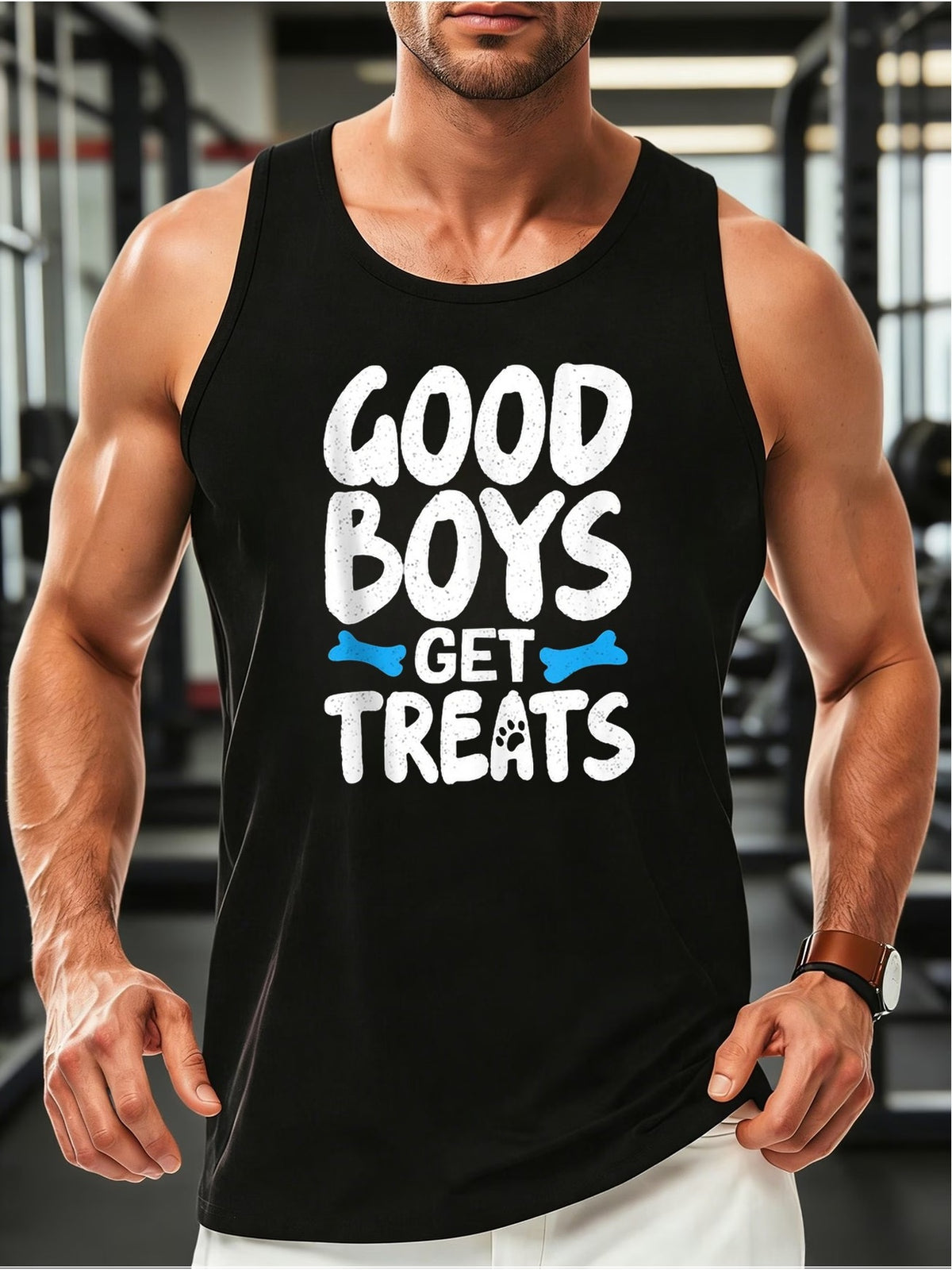 Men's Retro Bone Print Sleeveless Tank Top - \
