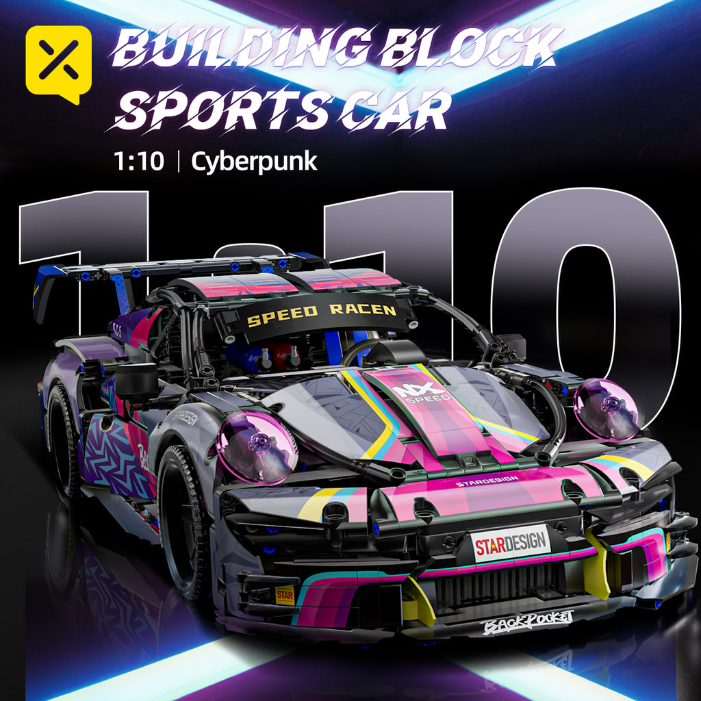 1620pcs 1:10 Cyberpunk series, sports car model assembly cool racing building blocks sports car series building blocks, technological design, simple splicing and easy operation suitable for collectors