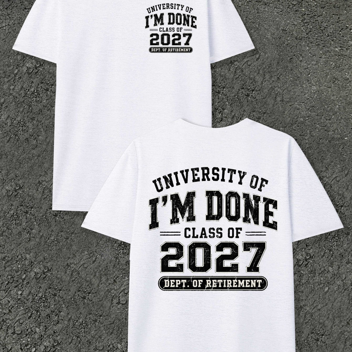 Men's Retirement Gift T-Shirt - Class Of Retirement with Diploma Print, Round Neck Casual Fit Suitable for Retirement Parties, Events & Daily Wear, Machine Washable Apparel