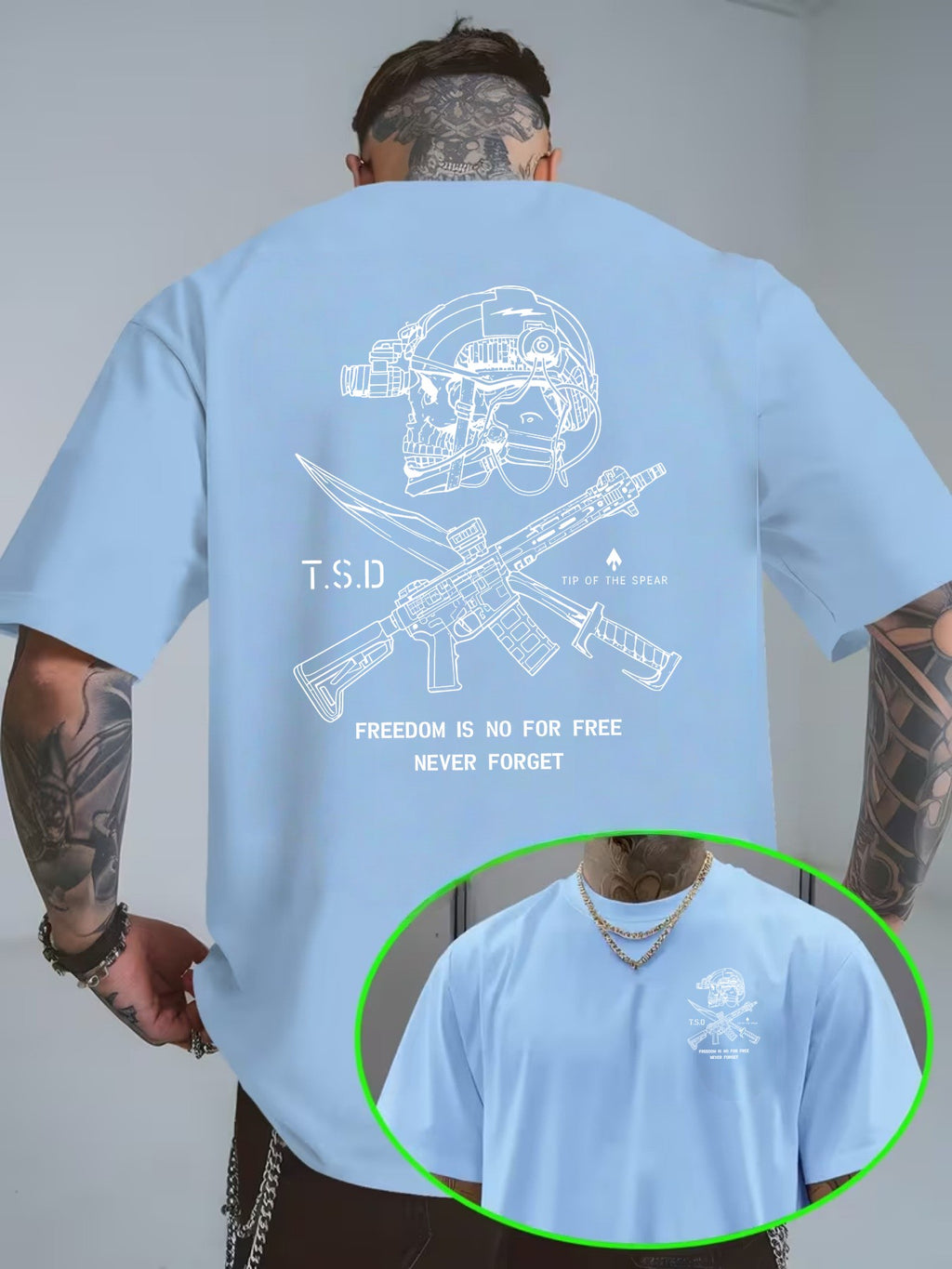 Tactical Skull Gun Print T-Shirt