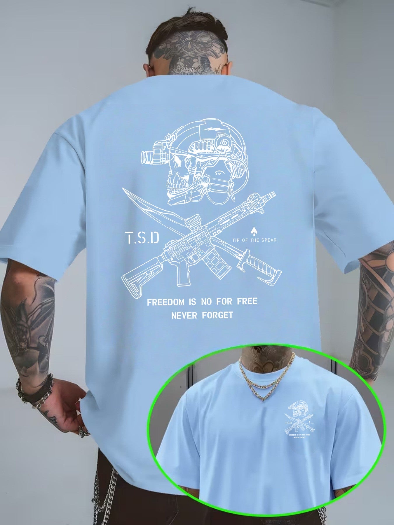 Tactical Skull Gun Print T-Shirt