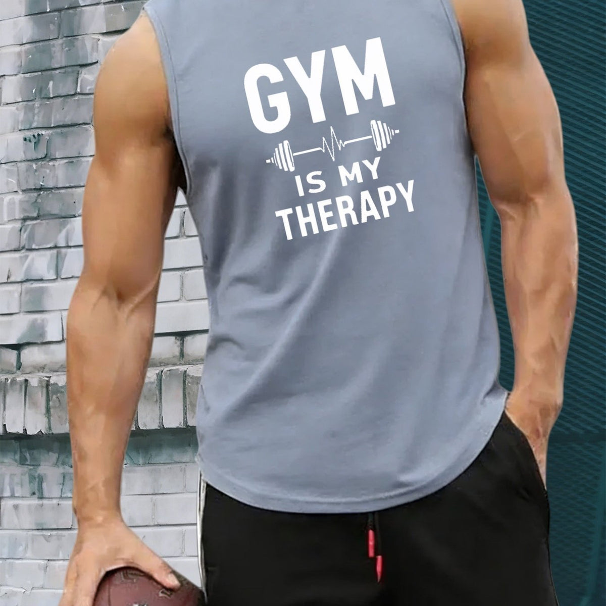 Men's Sleeveless Gym Tank Top - Breathable 100% Polyester Shirt, Lightweight Workout Shirt Suitable for Summer Training, Round Neck Sleeveless Vest for Fitness, Casual Wear & Gym