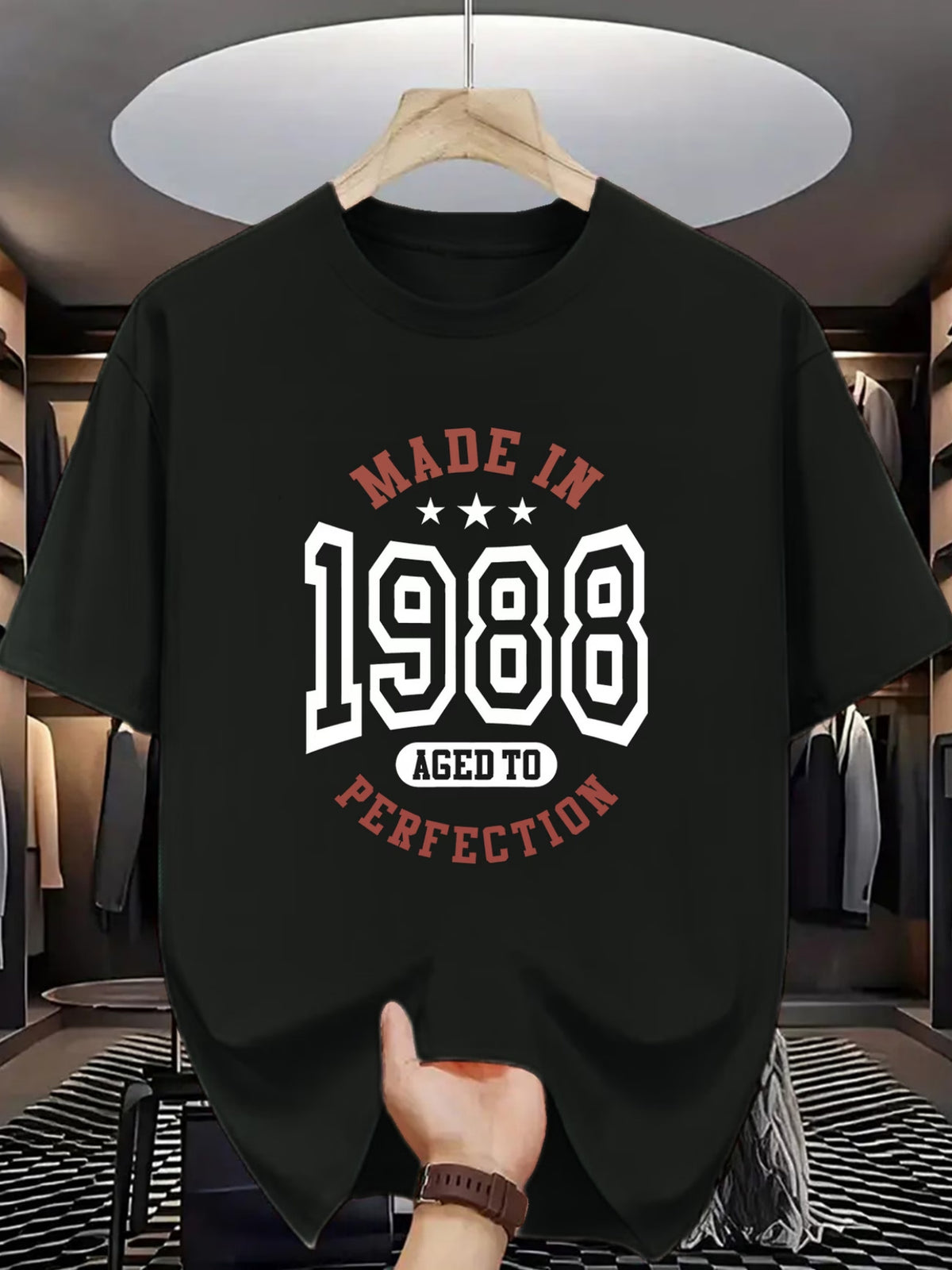 Men'S Vintage 1988 Pattern Print T-Shirt - Retro \