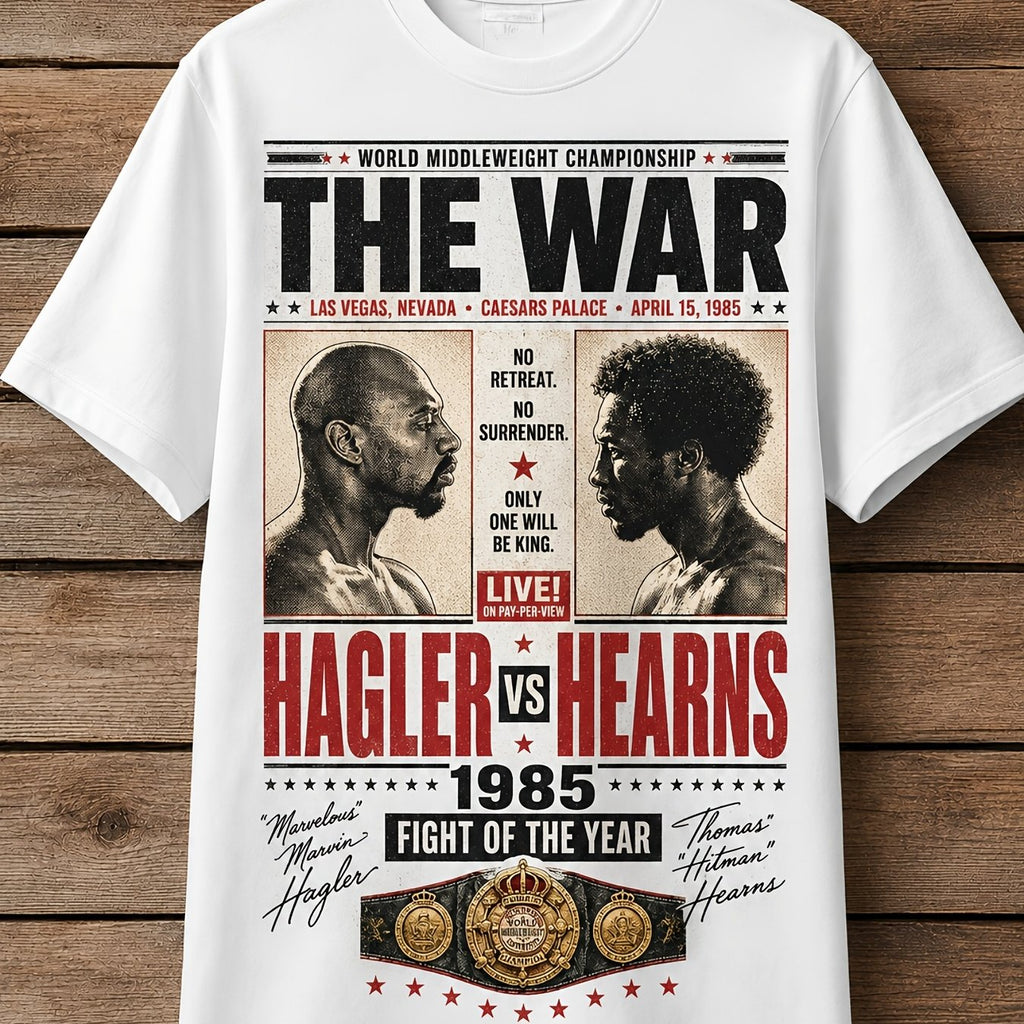 Men's & Women's Hagler Hearns 1985 Graphic Unisex 100% Cotton T-Shirt, Soft, All Season Casual Streetwear Essential, All-Match All Season Style, Affordable Daily Wear & Perfect Christmas Gift for Fans And Friends - 220g