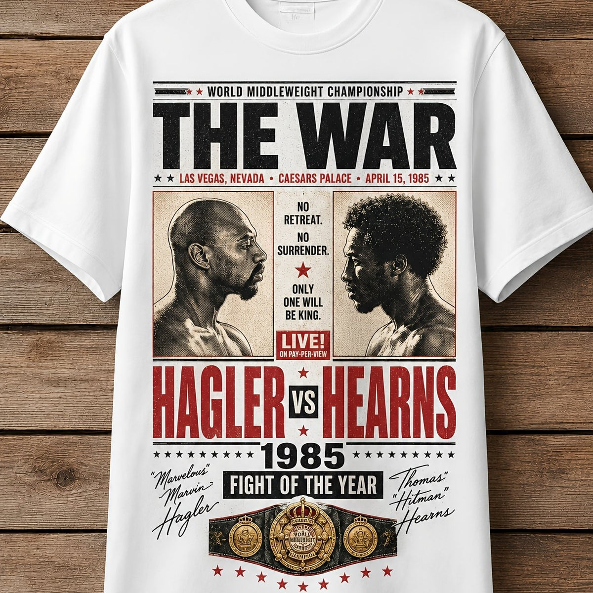 Men's & Women's Hagler Hearns 1985 Graphic Unisex 100% Cotton T-Shirt, Soft, All Season Casual Streetwear Essential, All-Match All Season Style, Affordable Daily Wear & Perfect Christmas Gift for Fans And Friends - 220g