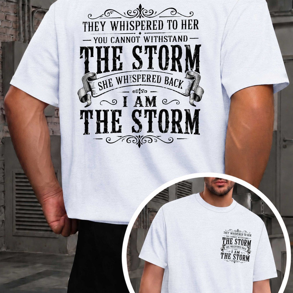 Men's I Am The Storm T-Shirt - Statement Print Round Neck Casual Tee with Iconic Slogan, Machine Washable Suitable for Year-Round Wear, Everyday & Versatile Style for - Outfits