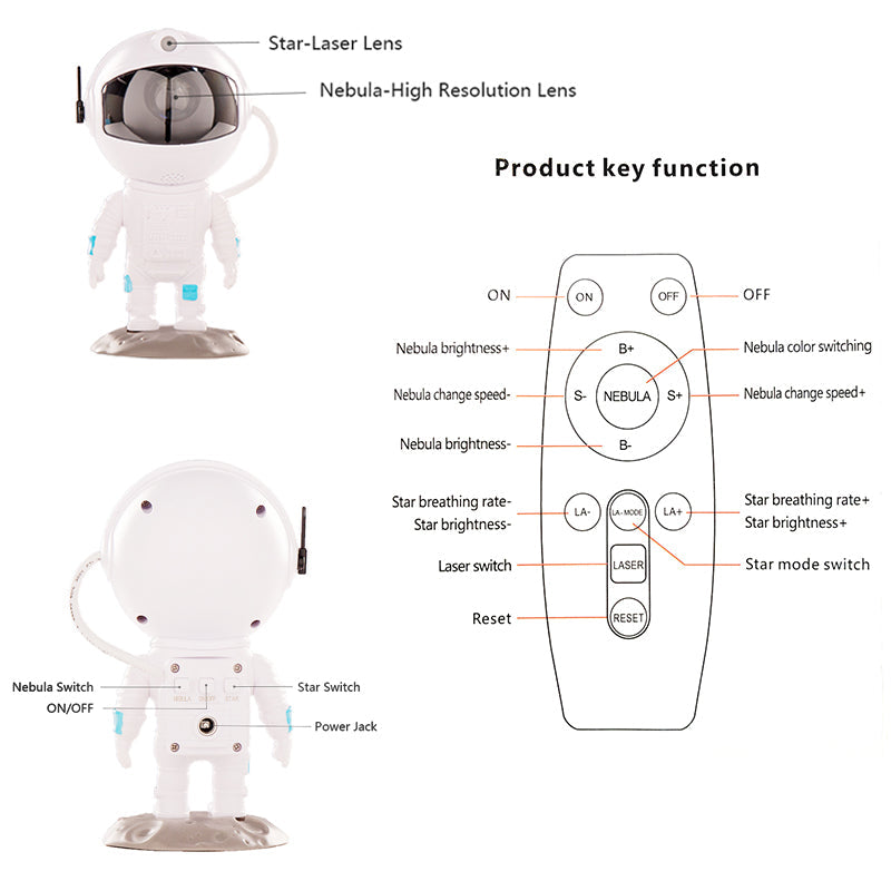 Galaxy Projector Astronaut Starry Sky Remote Control Music