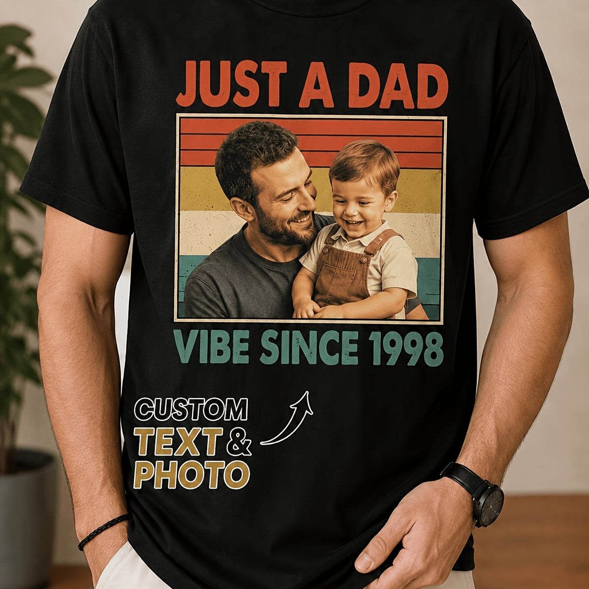 Women's Men's Personalized Custom T-Shirt, Loose Fit Custom Personalized Tee, Custom Photo Text Print Crewneck Tee, Customized Gift for Birthday Family Reunion Vacation, Customized T-shirts for Couples, Fathers, Mothers, And Girlfriends