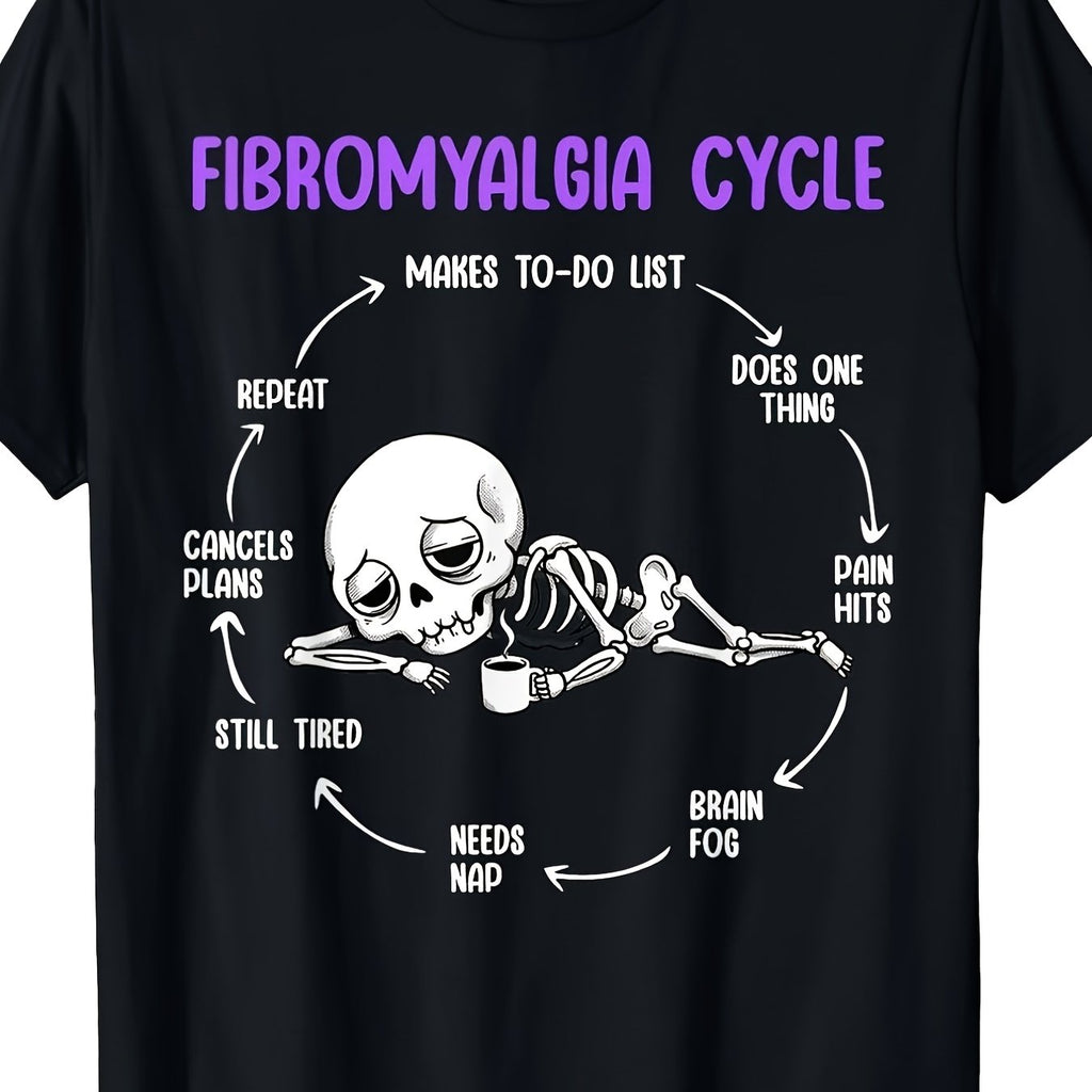 Men's & Women's Fibromyalgia Awareness Chronic Brain Fog Fibro Fog Warriors Unisex 100% T-Shirt, Soft, All Season Casual Streetwear Essential, All-Match All Season Style, Affordable Daily Wear & Perfect Christmas Gift for Fans And Friends - 220g