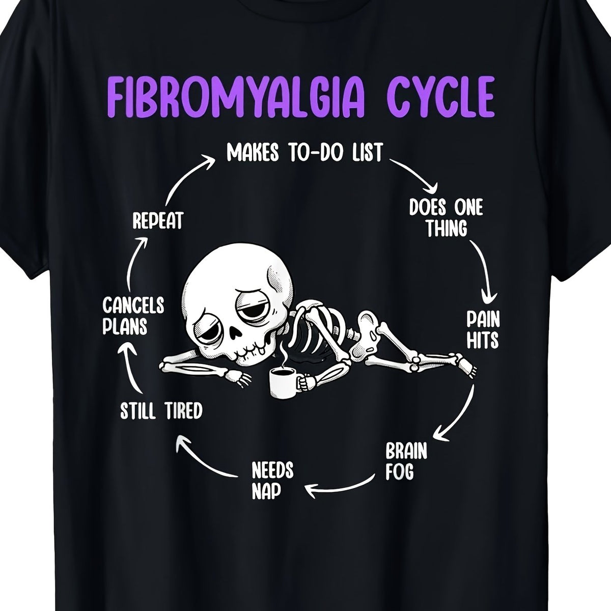 Men's & Women's Fibromyalgia Awareness Chronic Brain Fog Fibro Fog Warriors Unisex 100% T-Shirt, Soft, All Season Casual Streetwear Essential, All-Match All Season Style, Affordable Daily Wear & Perfect Christmas Gift for Fans And Friends - 220g