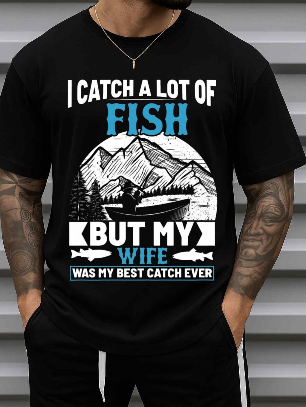 Men'S Funny Fishing Wife Catch Fish Graphic T-Shirt - 100% 180gsm Retro Fishing Humor Design with \