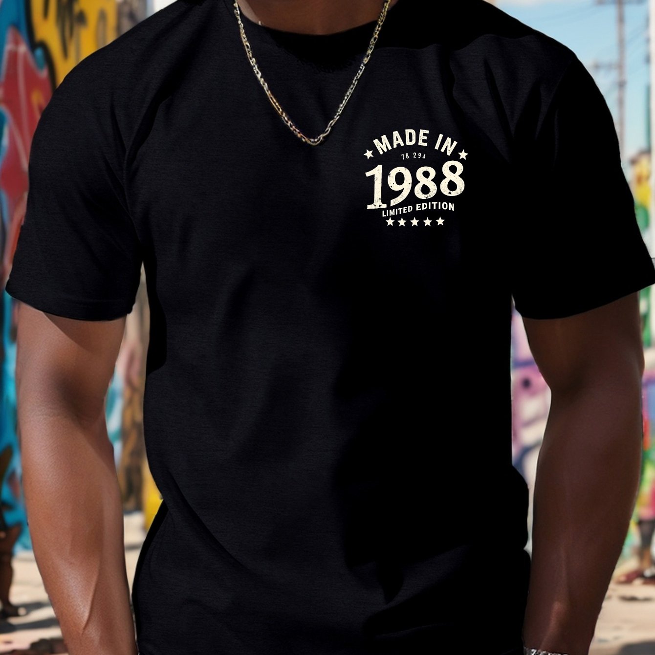 Limited Edition Print T-Shirt from 1988, Men'S Tees, Casual Short-Sleeve Shirt Perfect for Summer