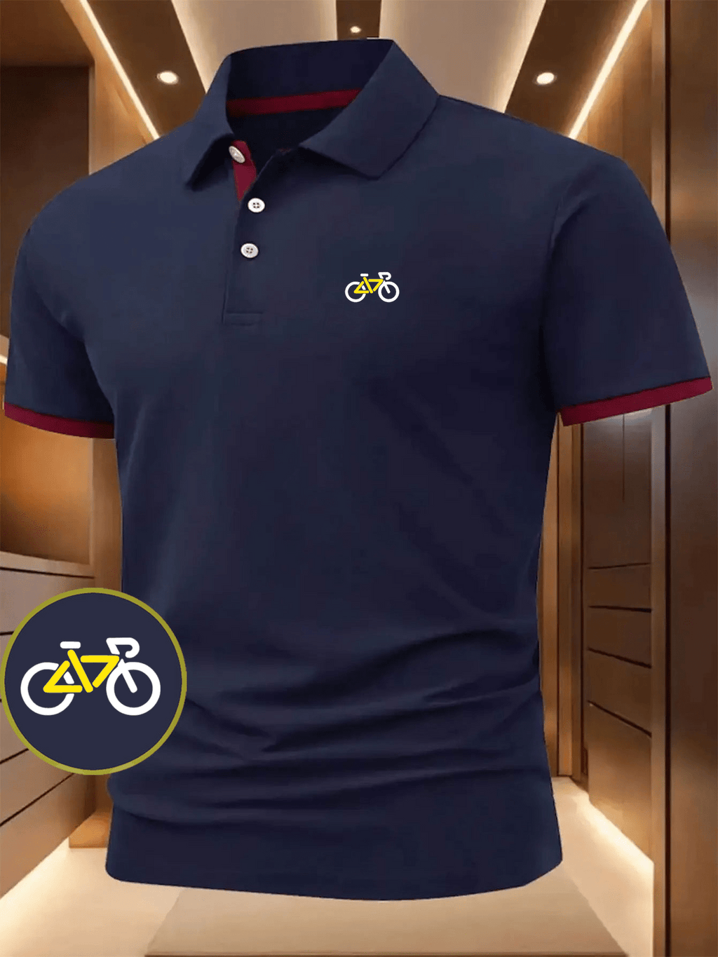 High-Quality Men'S Short Sleeve Polo Shirt, Bicycle Line Print Pattern Versatile Dress Shirt, Suitable for Multi-Scene Basic Men'S Top, Holiday Gift, Multi-Color Optional