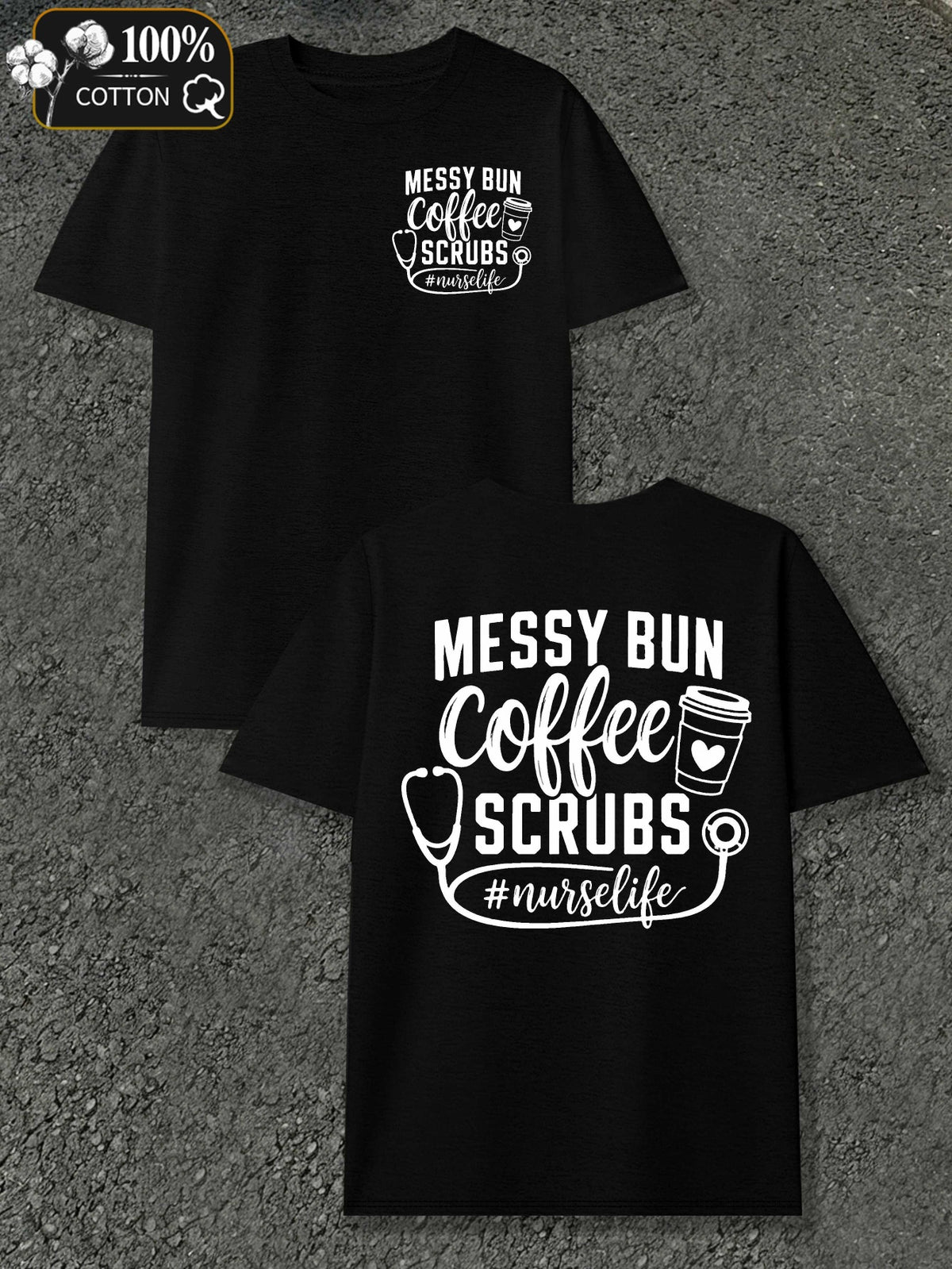 Coffee Scrubs Life Men's -Themed T-Shirts - Coffee Print & Suitable for - Wear, Round Neck Casual Regular Fit Tee with Subtle Markings, Machine Washable for Healthcare Professionals and Everyday Outfits