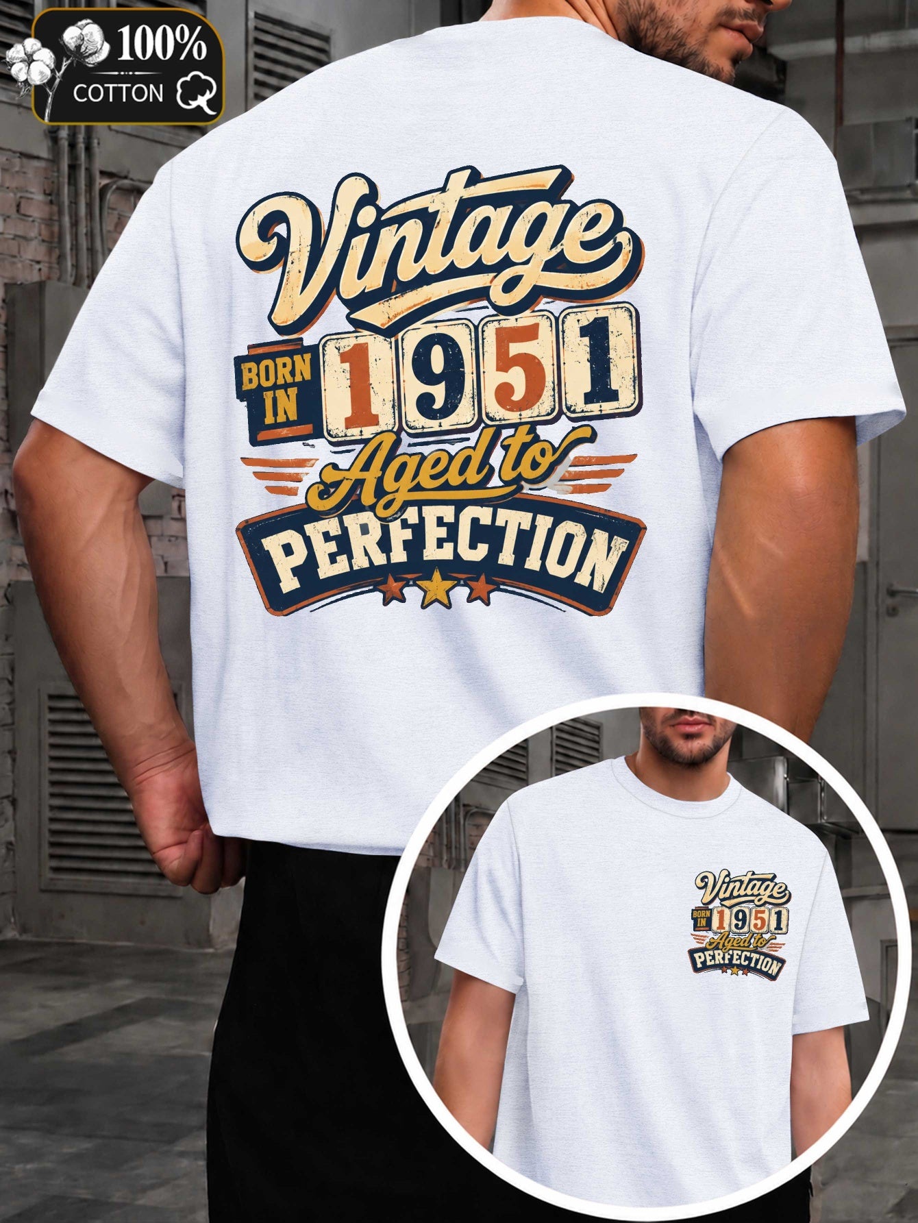Born in 1951 Perfectly Aged Men'S T-Shirts with Markings