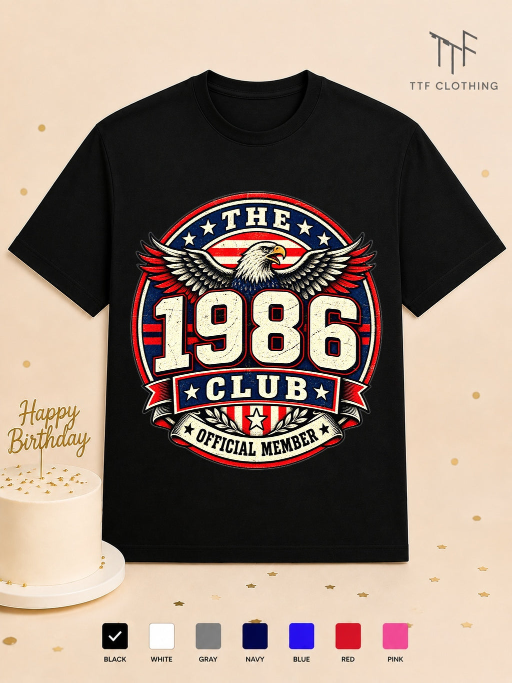 Unisex Birthday T-Shirt 1986 Club Official Member Vintage Birth Year Emblem Milestone Birthday Gift Celebration Party for Men Women Friends