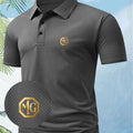 A Men's Unique and Creative for MG English Letter Fashion Design Logo Polo Shirt, Suitable for All Seasons. The Regular Fit Combines European and American Fashion, Showcasing a Casual and Simple Style, Making It Ideal for Formal Occasions and Daily