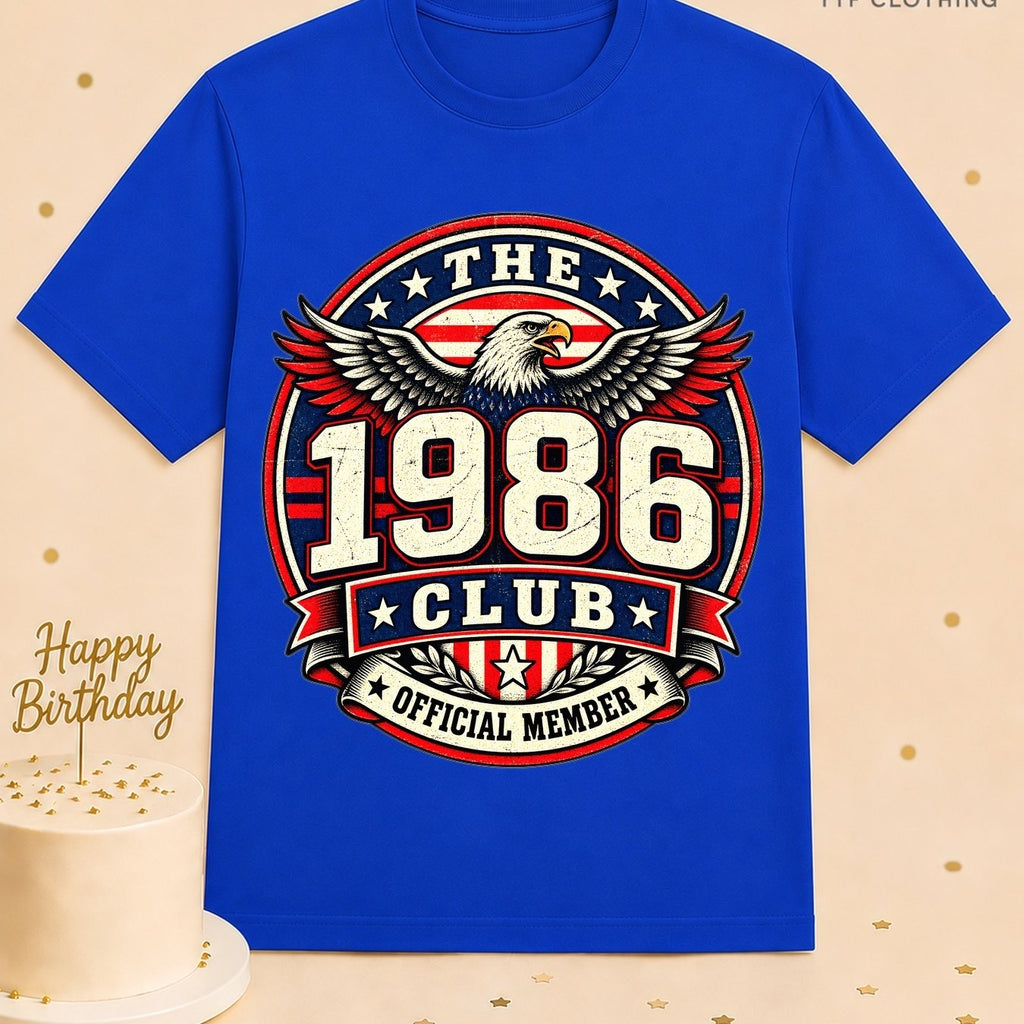 Unisex Birthday T-Shirt 1986 Club Official Member Vintage Birth Year Emblem Milestone Birthday Gift Celebration Party for Men Women Friends