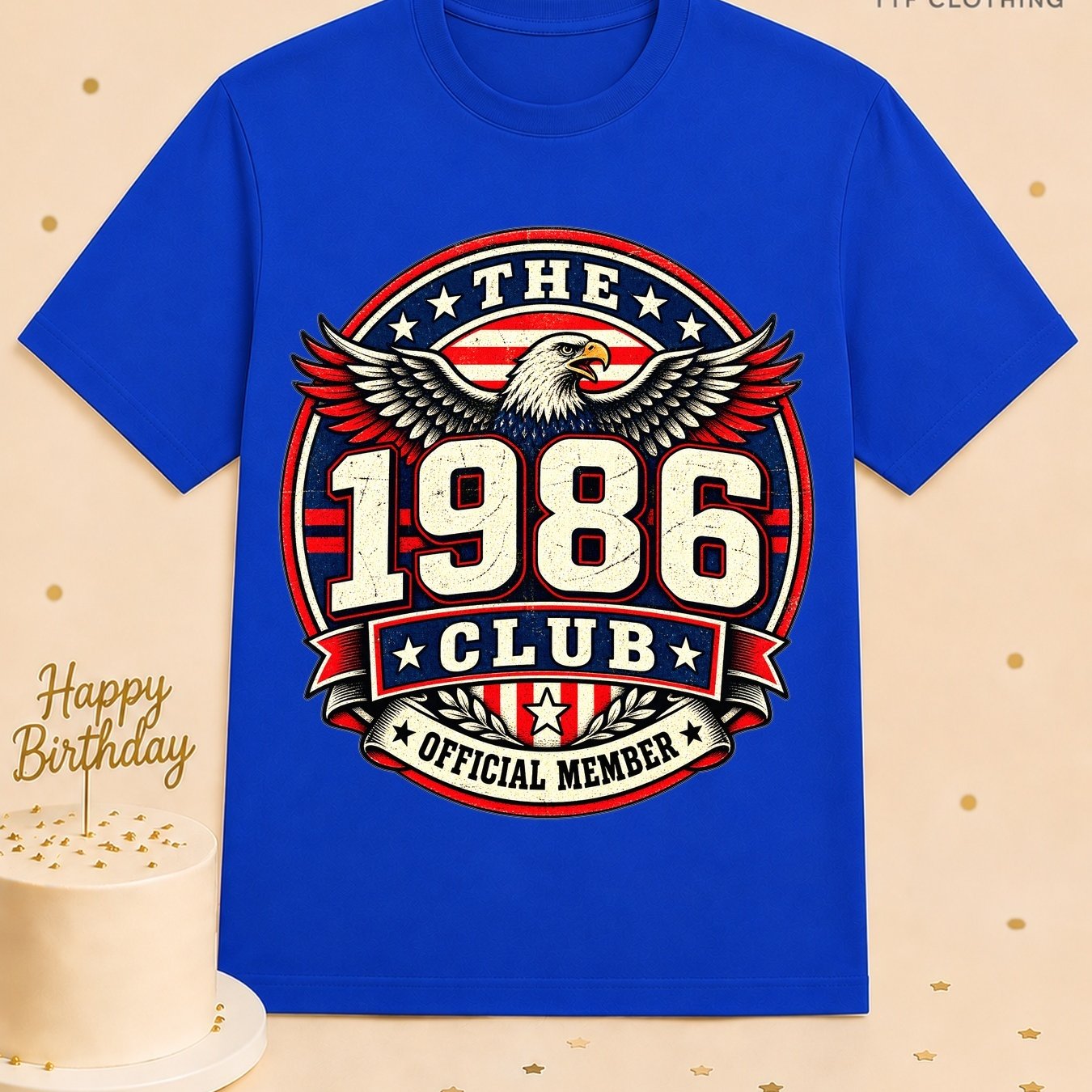 Unisex Birthday T-Shirt 1986 Club Official Member Vintage Birth Year Emblem Milestone Birthday Gift Celebration Party for Men Women Friends