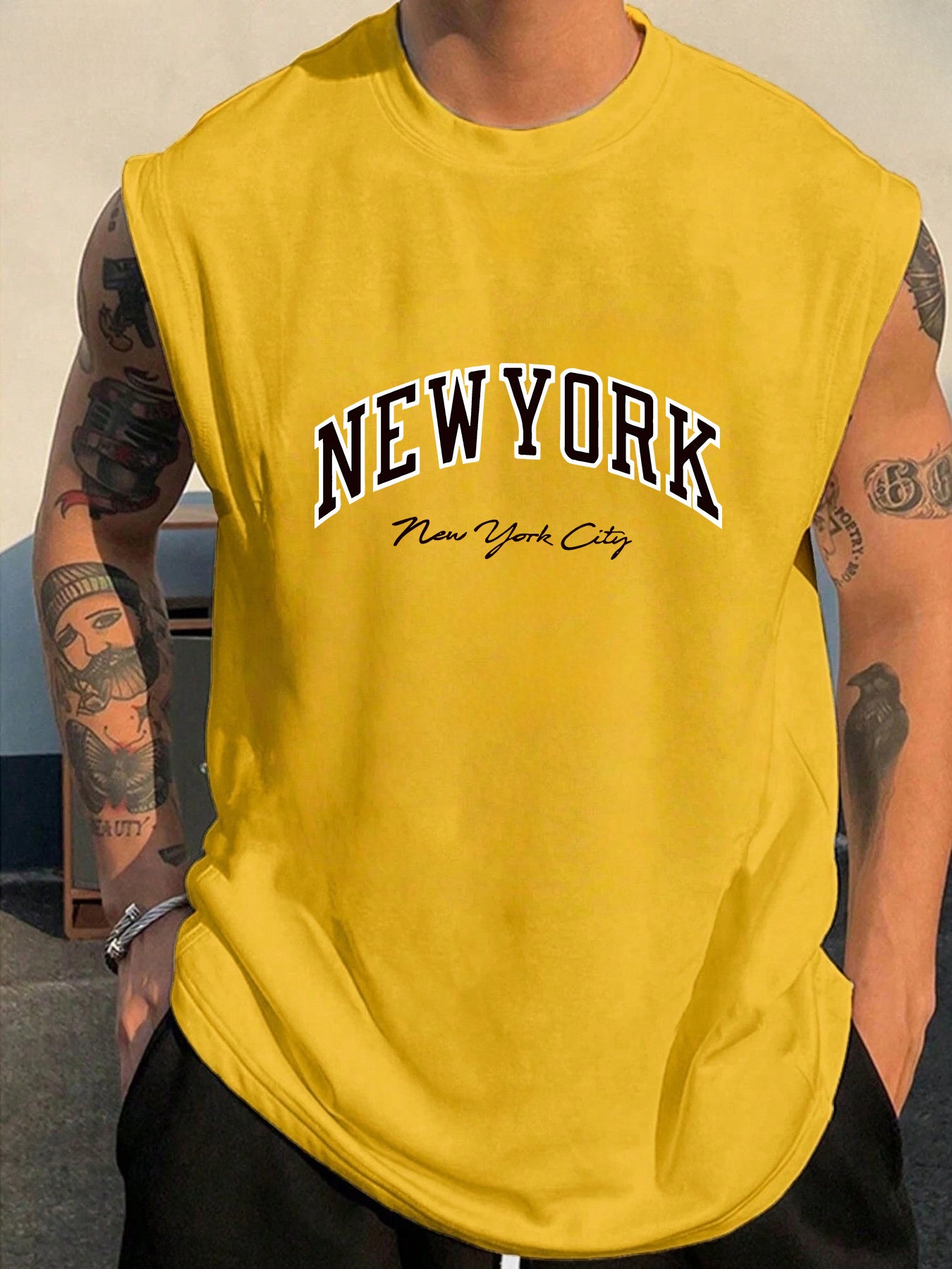 Printed Design - Not Textured Men's Fashion Loose-Fit Tank Top with \