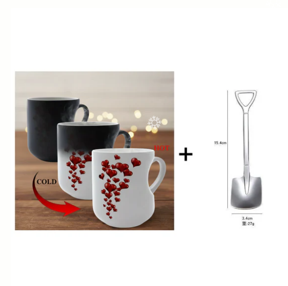 Color Changing Heart Handle Ceramic Mug for Valentine's Day