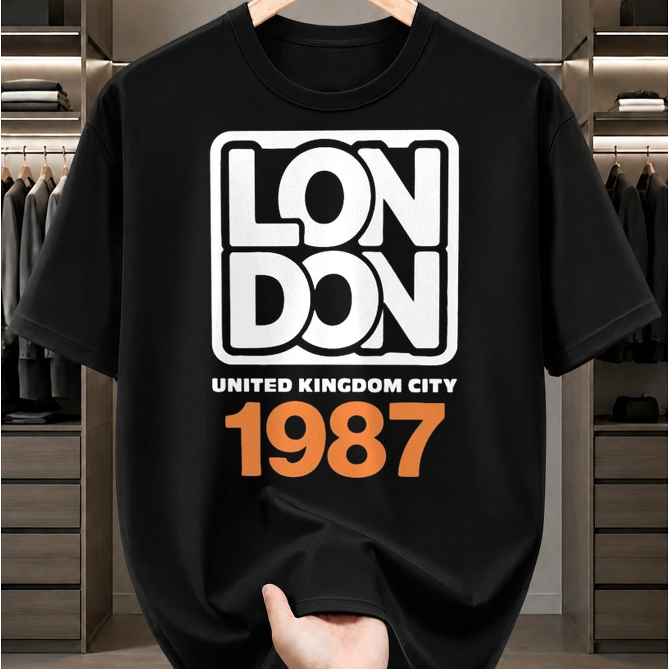 Everyday T-ShirtLondon 1987 UK City Tee Men Funny T Shirts Black Graphic Funny Dly and Weekend Wear Perfect for Summer Outdoor Activities and Leisure Wear Breathable Fabric Crew Neck Short Sleeves Suitable A