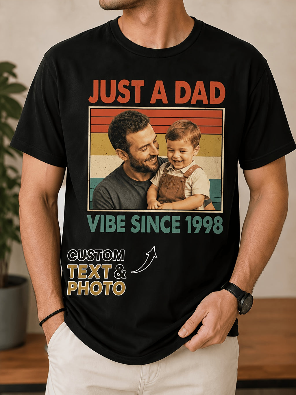 Women's Men's Personalized Custom T-Shirt, Loose Fit Custom Personalized Tee, Custom Photo Text Print Crewneck Tee, Customized Gift for Birthday Family Reunion Vacation, Customized T-shirts for Couples, Fathers, Mothers, And Girlfriends
