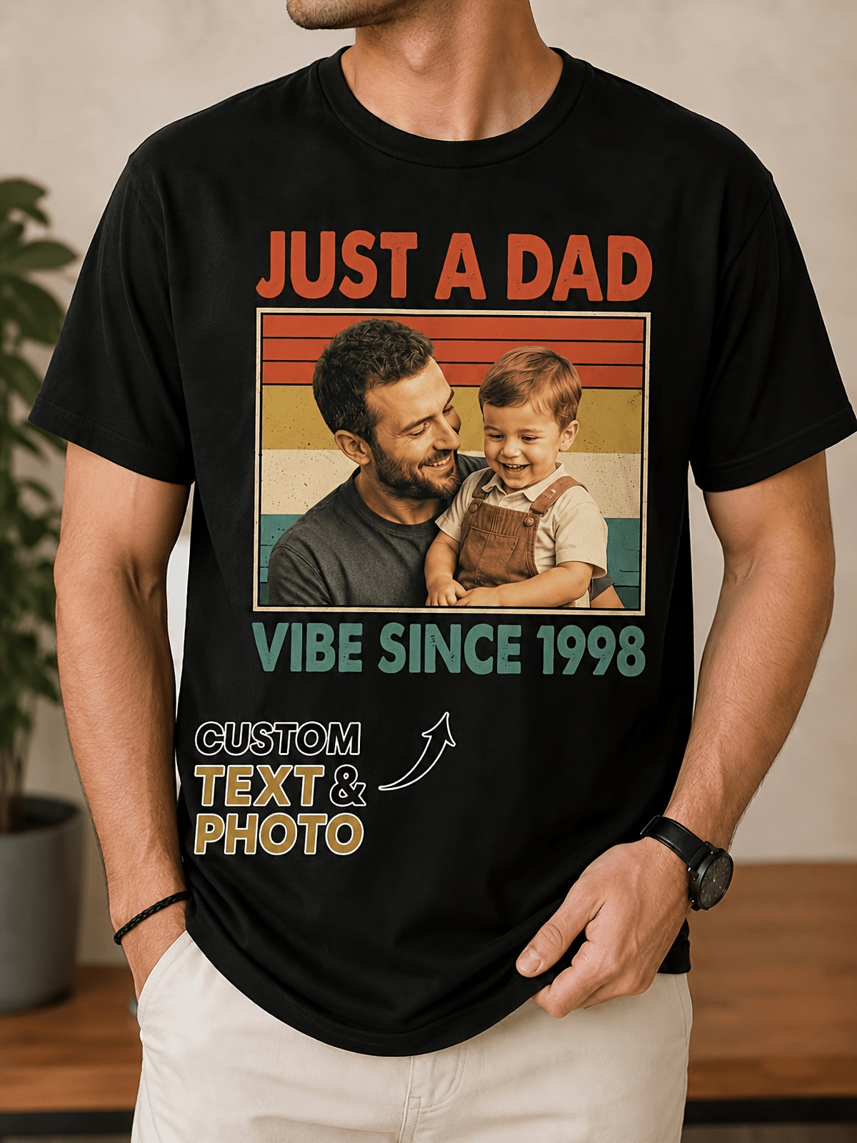 Women's Men's Personalized Custom T-Shirt, Loose Fit Custom Personalized Tee, Custom Photo Text Print Crewneck Tee, Customized Gift for Birthday Family Reunion Vacation, Customized T-shirts for Couples, Fathers, Mothers, And Girlfriends