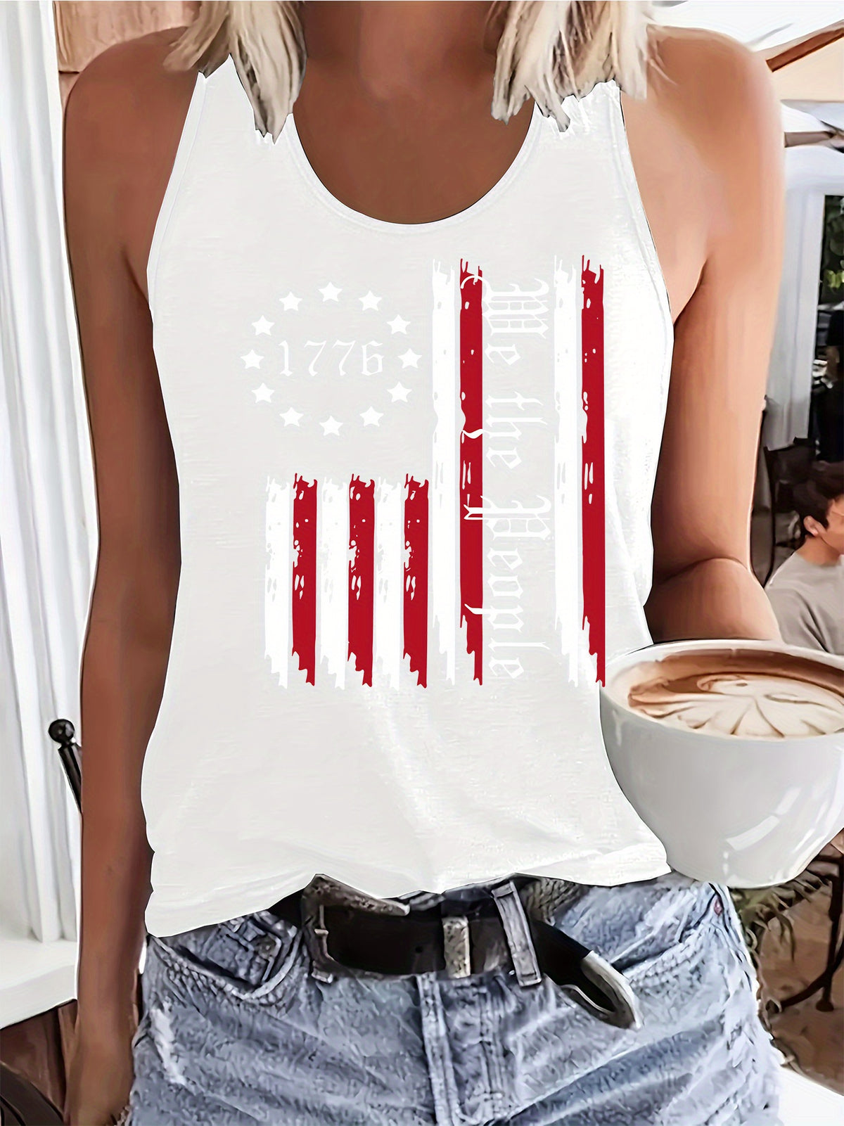 (064#) Women'S Fashion Vest, Printed Design Round Neck Tank Top, Women'S Cool Spring Summer Vest